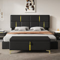2-Pieces Bedroom Sets,Queen Size Upholstered Platform Bed with Hydraulic Storage System,Storage Ottoman with Metal Legs