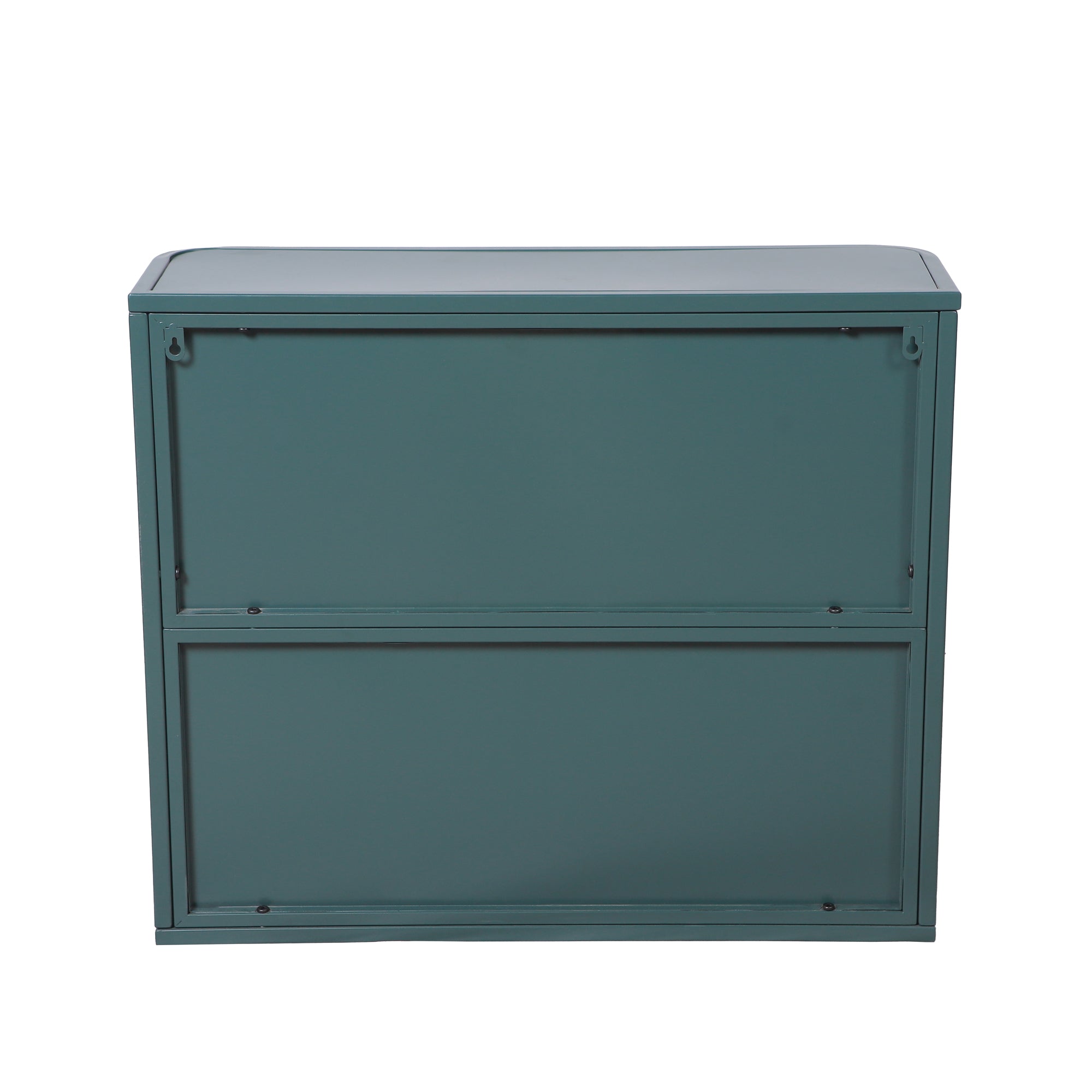 Army Green Wall-Mounted Bathroom Cabinet with Mirror, 2 Mirrored Doors & Open Shelf, Farmhouse Metal Frame Storage Cabinet with Open Compartment for Vanity, Toilet & Over-the-Sink