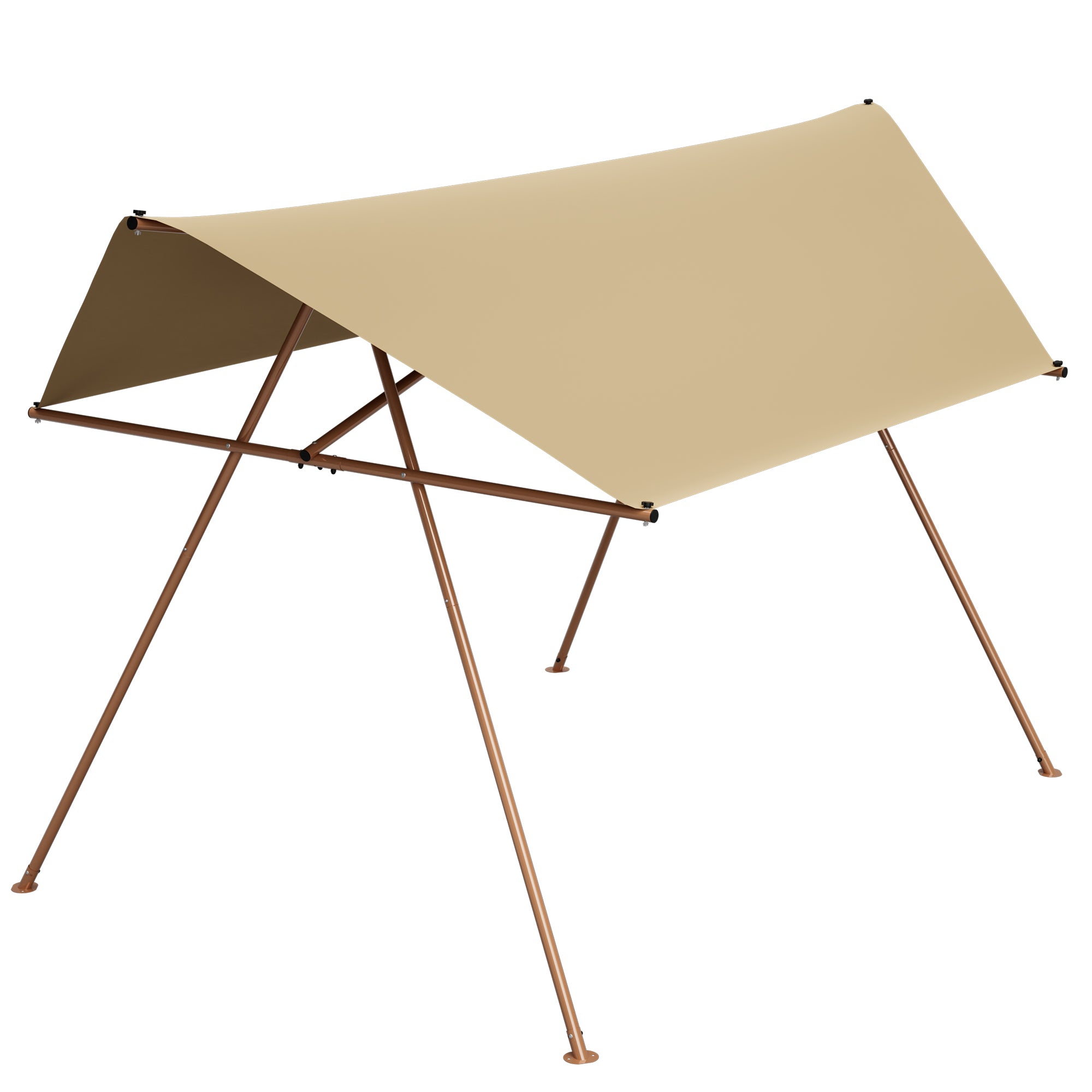 Hexagonal Shade Sail Canopy, Large 206"x118" UV Block Sun Shade with UPF 50+, Waterproof High-Density Polyester Fabric, Brown Rust-Resistant Poles & Built-in Hooks for Patio Backyard – Light Khaki