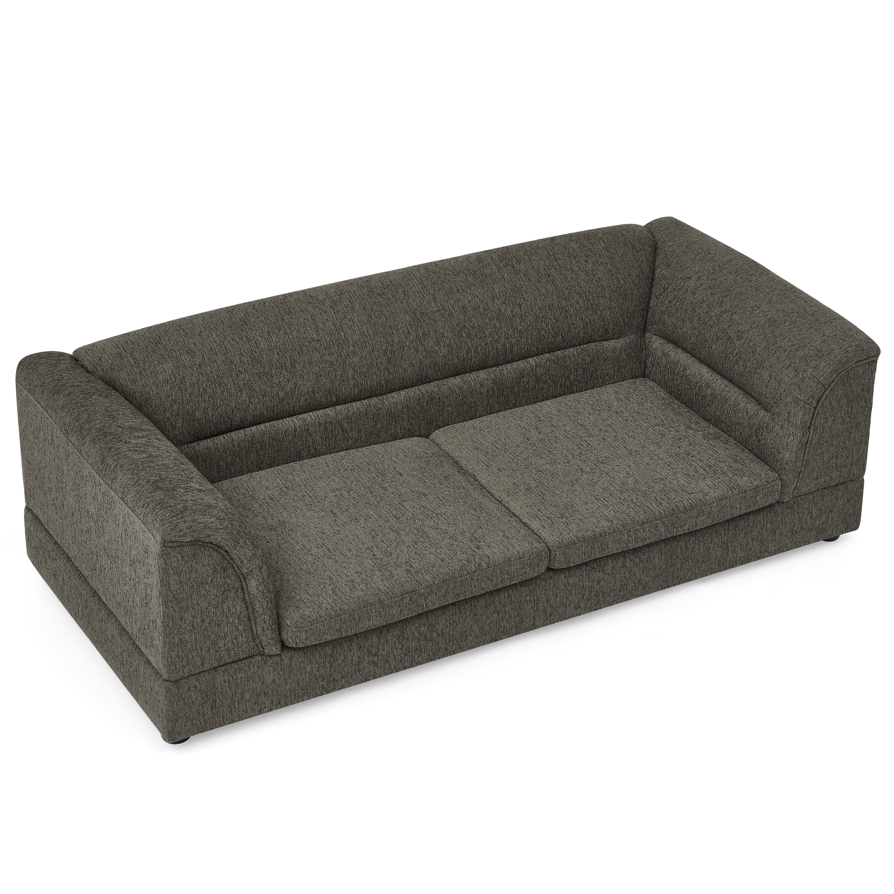Oversized Pet Sofa, Curved Armrest Rectangular Dog Sofa, Linen Fabric Comfort Pet Couch for Large & Oversized Dogs-Dark Gray