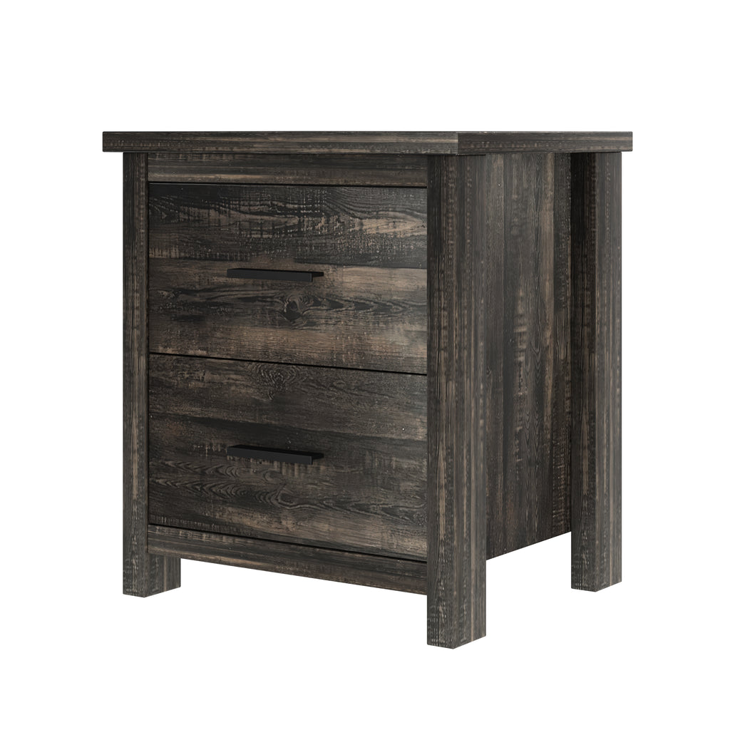 4PCS Bedroom Sets, Wooden Queen Size Bed Frame with Storage Headboard and Charging Station, 2 Nightstands with 2 Drawers, 1 Dresser with 5 Drawers, Antique Gray