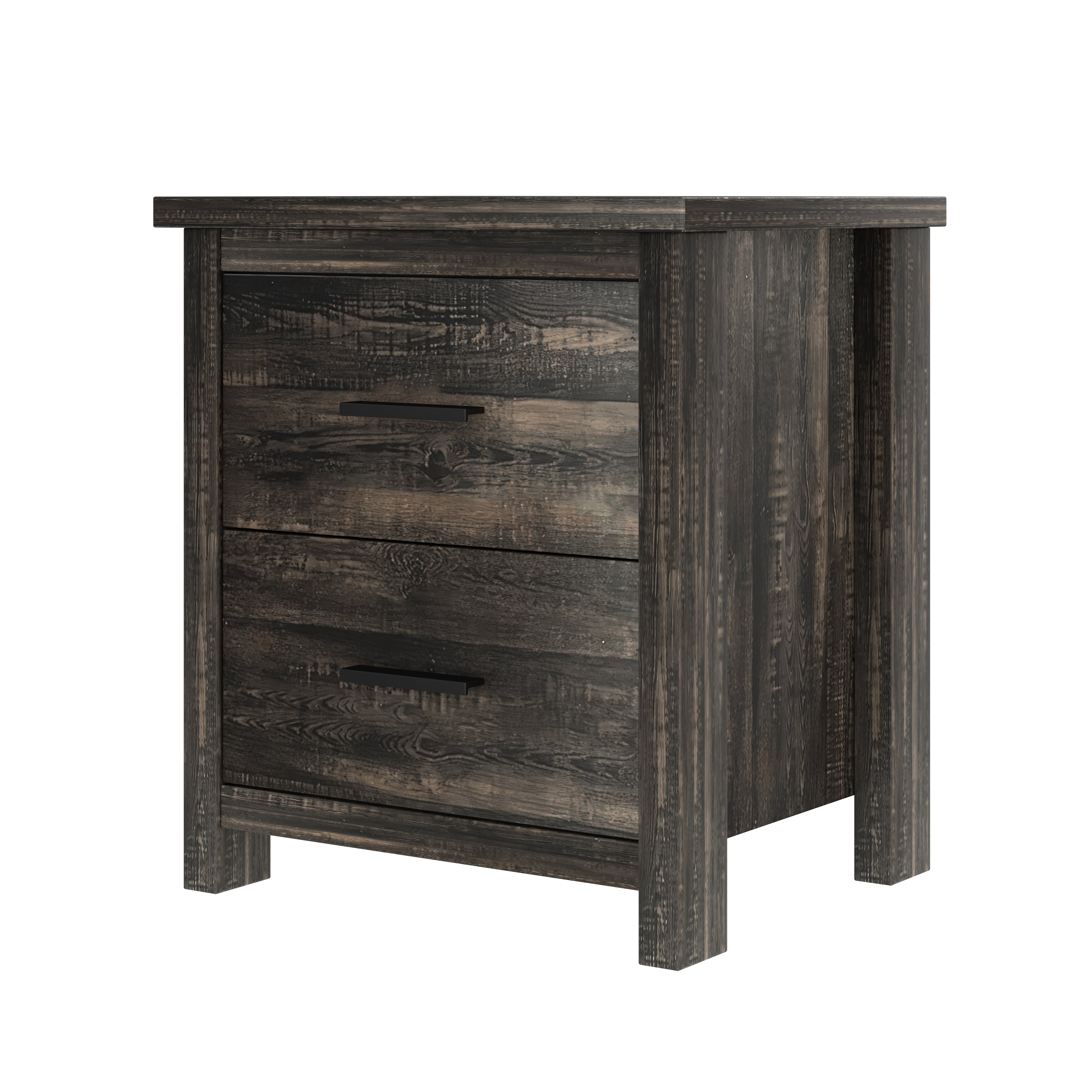 4PCS Bedroom Sets, Wooden Queen Size Bed Frame with Storage Headboard and Charging Station, 2 Nightstands with 2 Drawers, 1 Dresser with 5 Drawers, Antique Gray