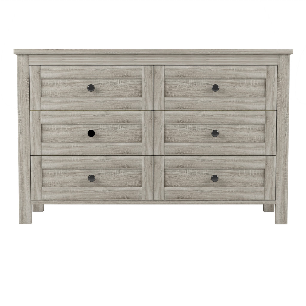 3-Pieces Bedroom Sets Queen Size Farmhouse Platform Bed with Double Sliding Door Storage Headboard and Charging Station, Storage Nightstand and Dresser, Antique Gray(