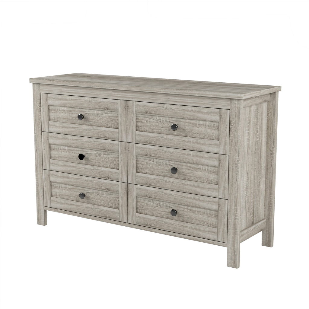 3-Pieces Bedroom Sets Queen Size Farmhouse Platform Bed with Double Sliding Door Storage Headboard and Charging Station, Storage Nightstand and Dresser, Antique Gray(