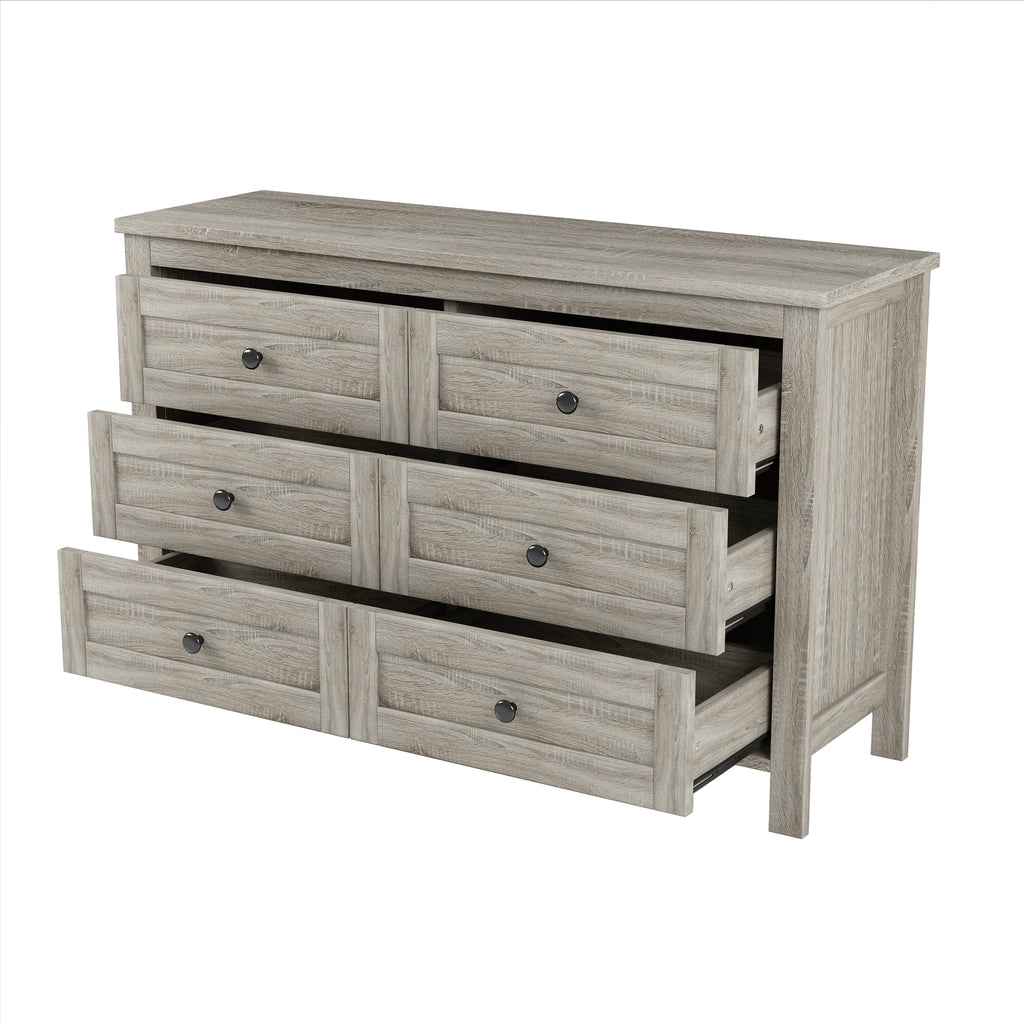 3-Pieces Bedroom Sets Queen Size Farmhouse Platform Bed with Double Sliding Door Storage Headboard and Charging Station, Storage Nightstand and Dresser, Antique Gray(