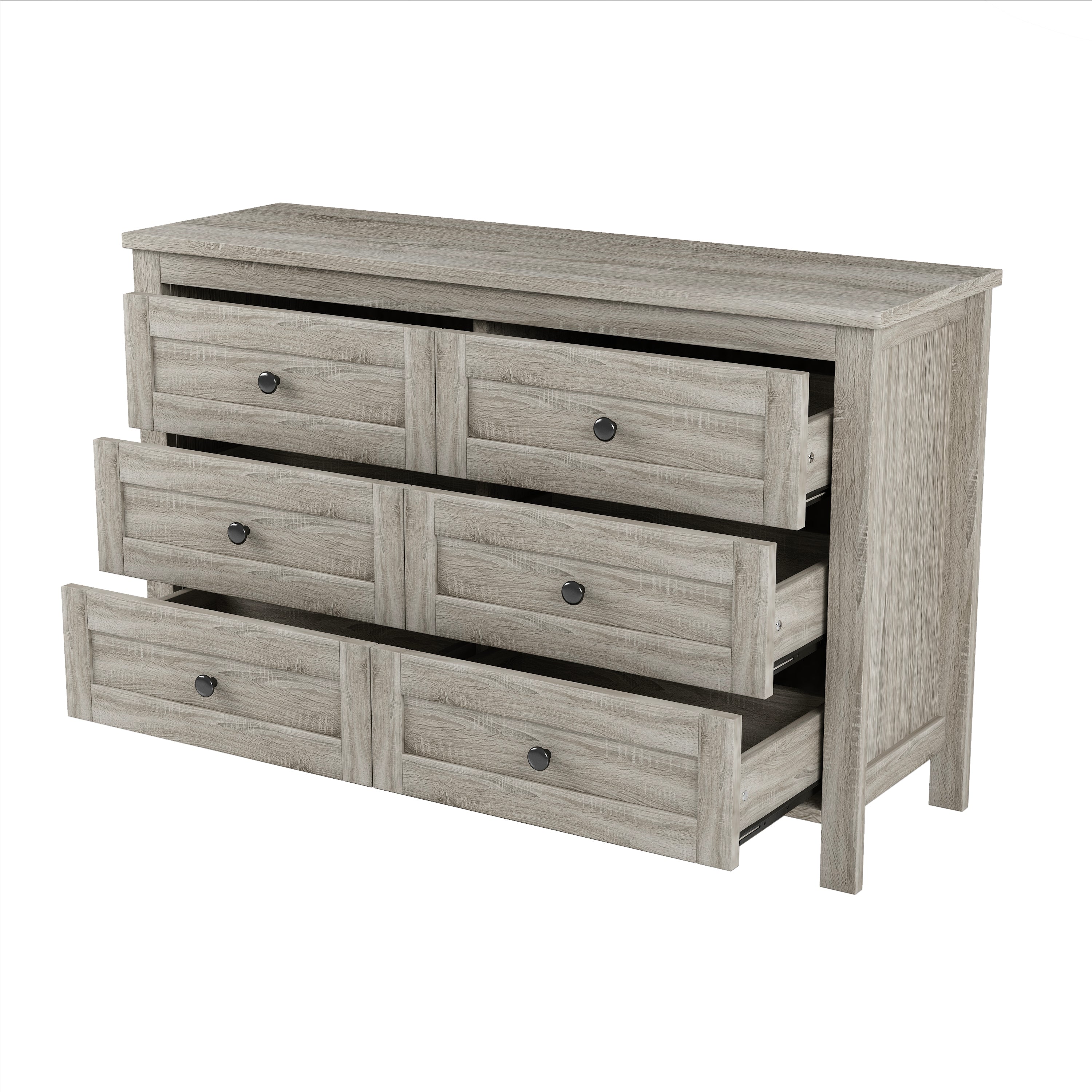 3-Pieces Bedroom Sets Queen Size Farmhouse Platform Bed with Double Sliding Door Storage Headboard and Charging Station, Storage Nightstand and Dresser, Antique Gray(