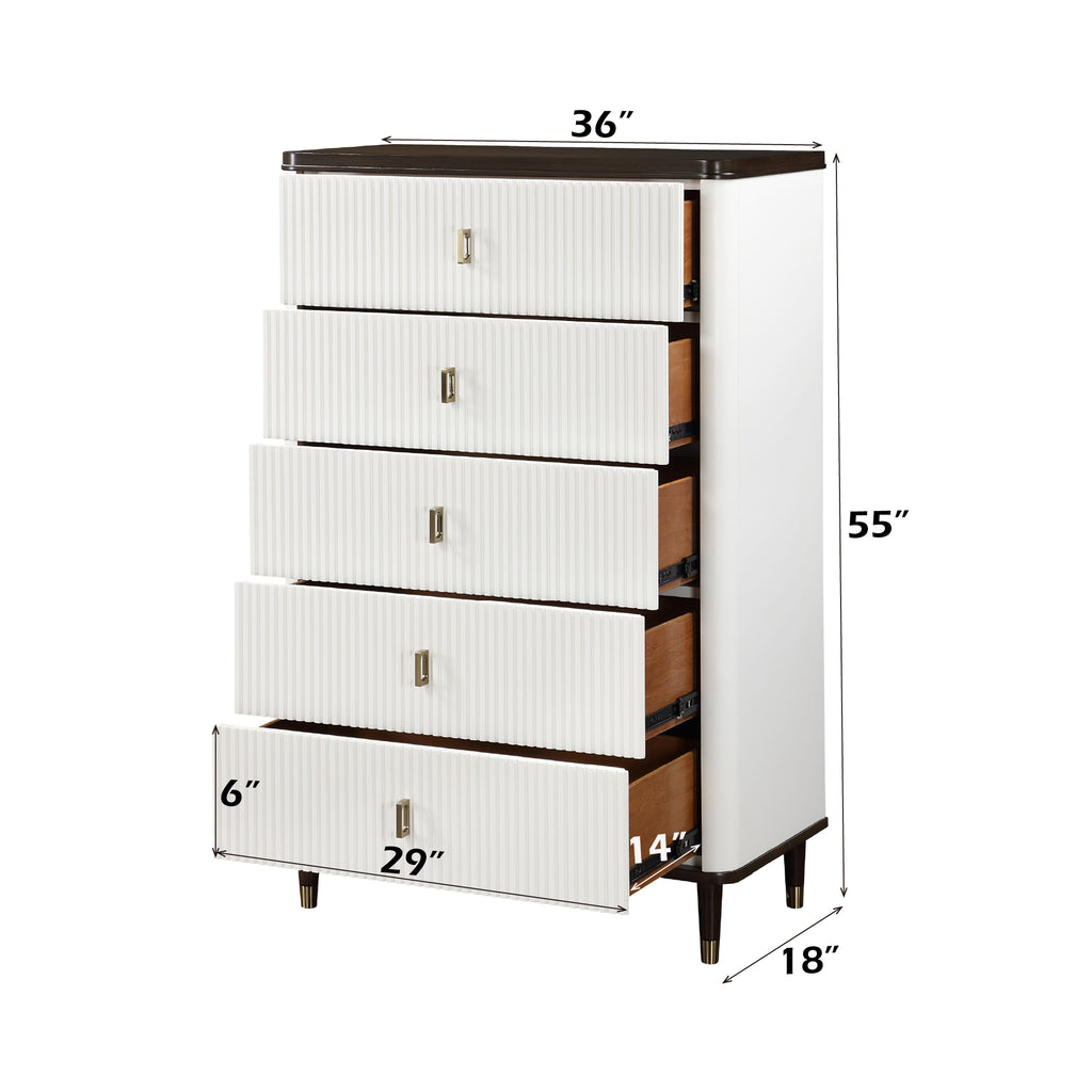 Carena 5Pcs Bedroom Set (E.King, dresser, chest, mirror, nightstand)