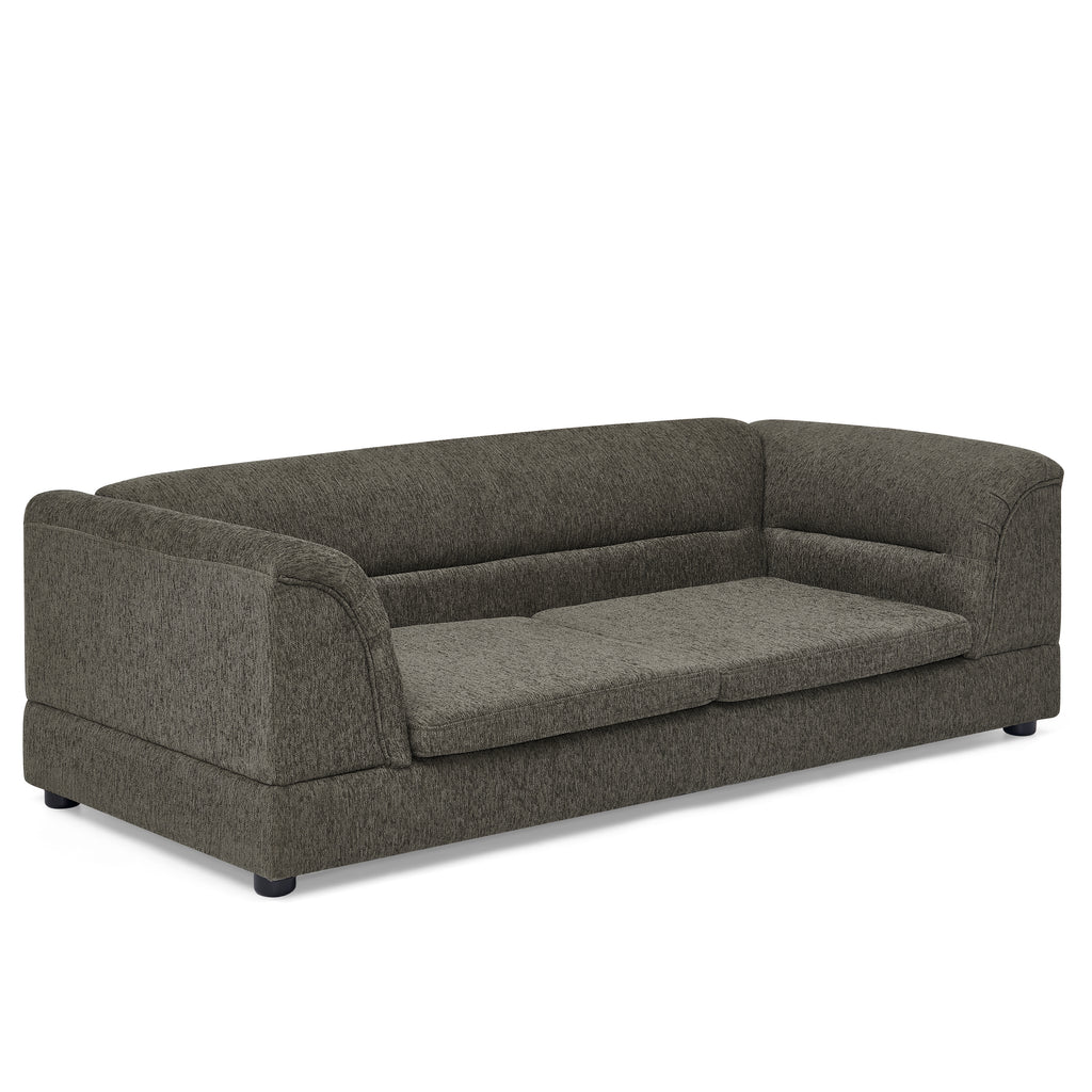 Oversized Pet Sofa, Curved Armrest Rectangular Dog Sofa, Linen Fabric Comfort Pet Couch for Large & Oversized Dogs-Dark Gray