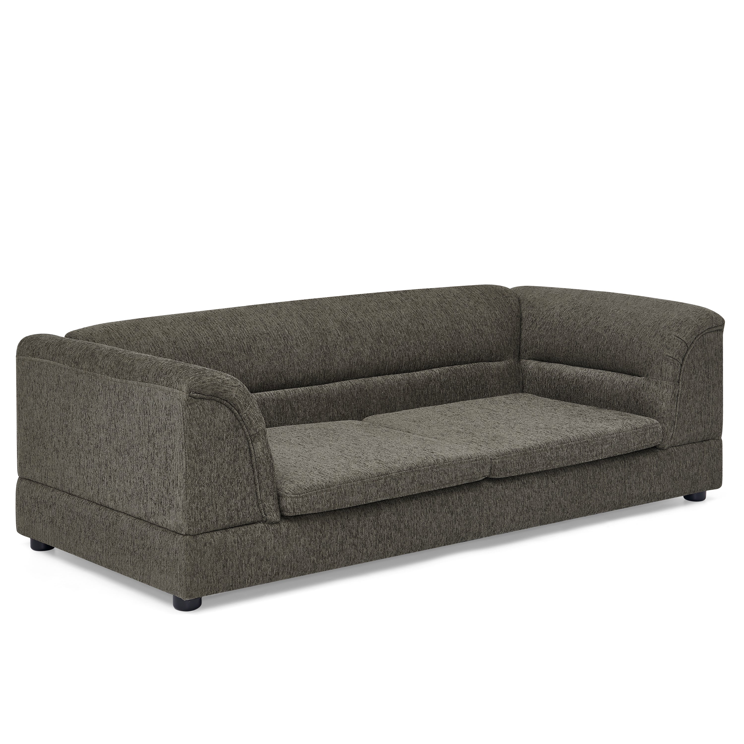 Oversized Pet Sofa, Curved Armrest Rectangular Dog Sofa, Linen Fabric Comfort Pet Couch for Large & Oversized Dogs-Dark Gray