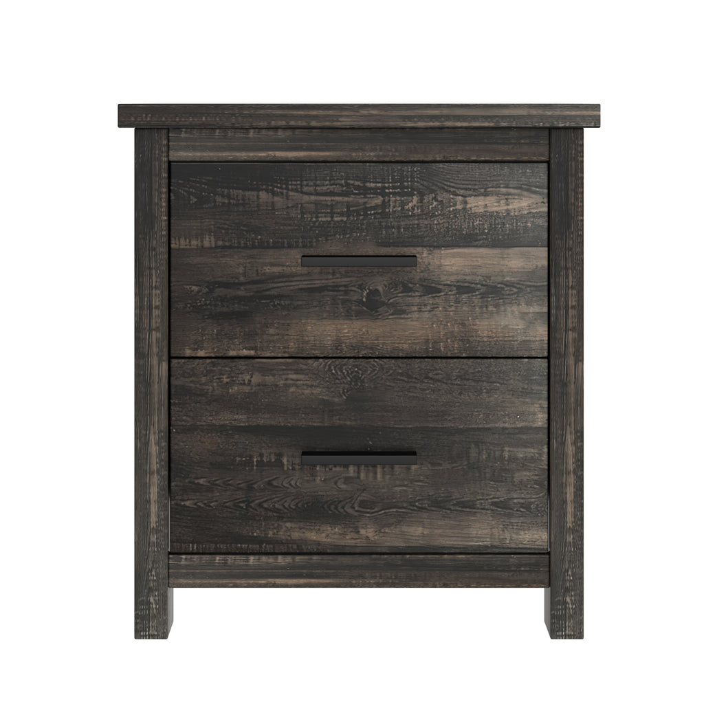 4PCS Bedroom Sets, Wooden Queen Size Bed Frame with Storage Headboard and Charging Station, 2 Nightstands with 2 Drawers, 1 Dresser with 5 Drawers, Antique Gray