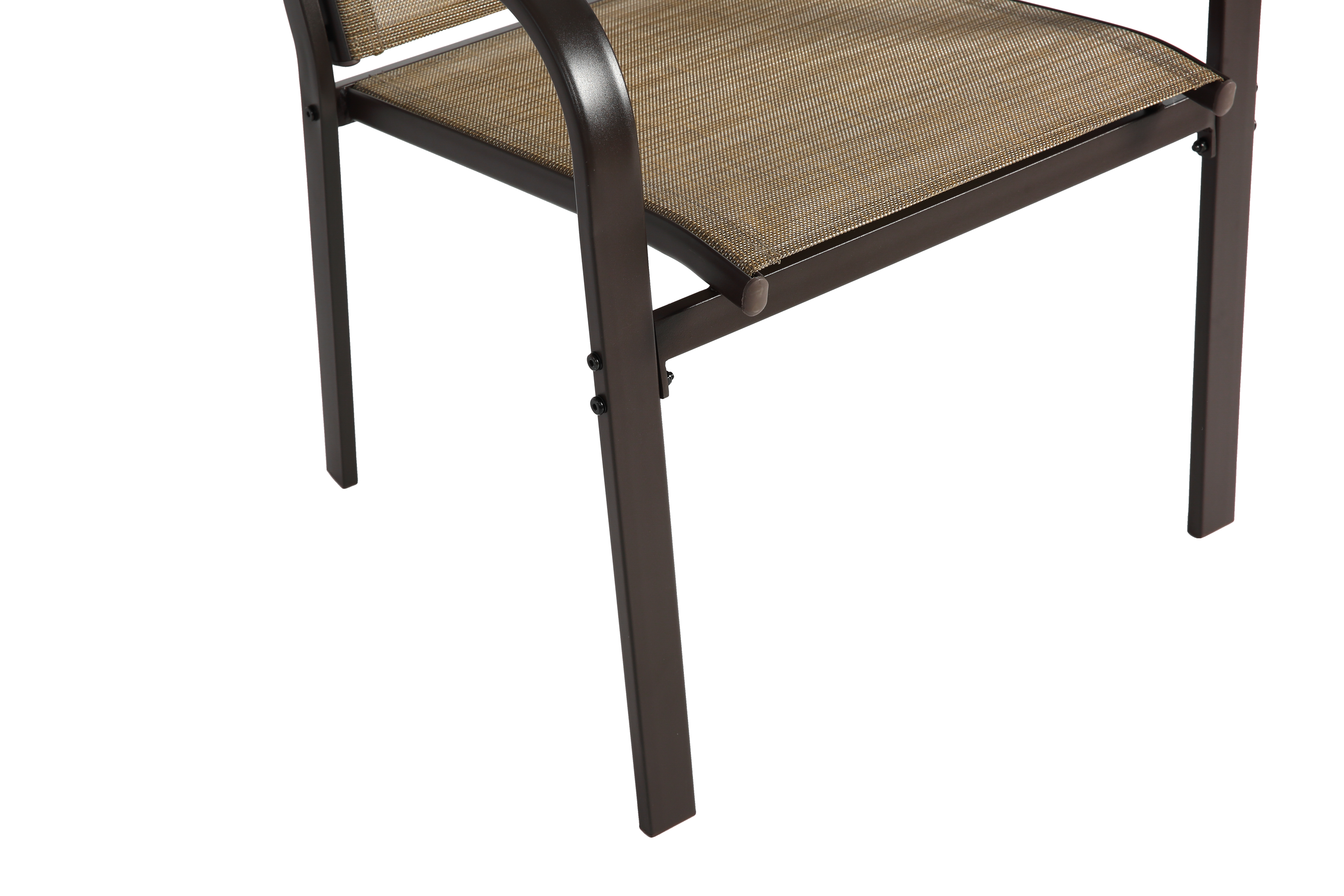 7 Pieces Patio Dining Set, Outdoor Furniture Table and 6 Textilene Chairs, Outdoor Furniture with Rectangular Table and 6 Stackable Chairs Family Conversation Set for Garden Backyard Deck-Brown