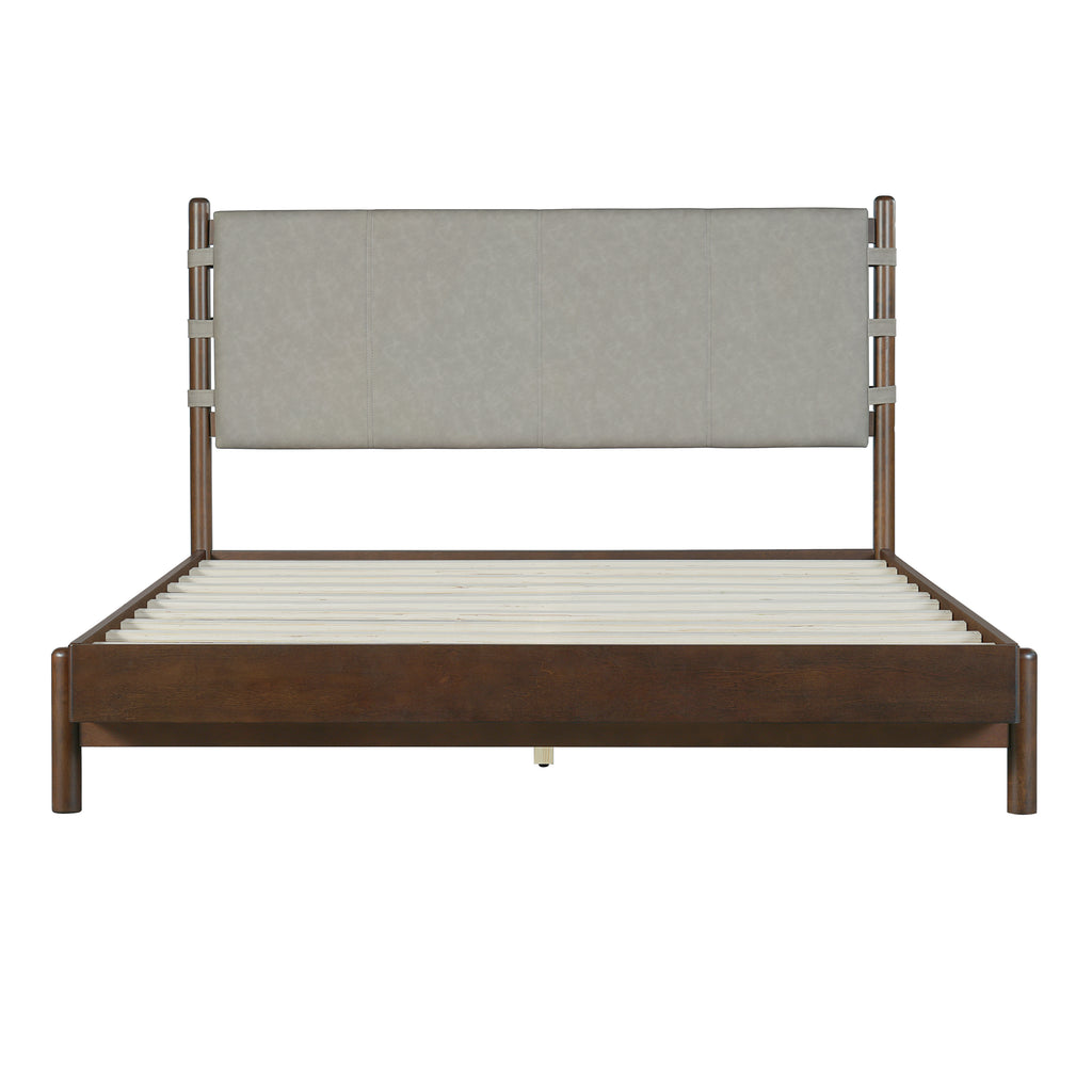 Modern Queen Bed Frame Set with 2 Nightstands, Light Gray Wood Platform Bed with Headboard and Matching Bedside Tables for Bedroom