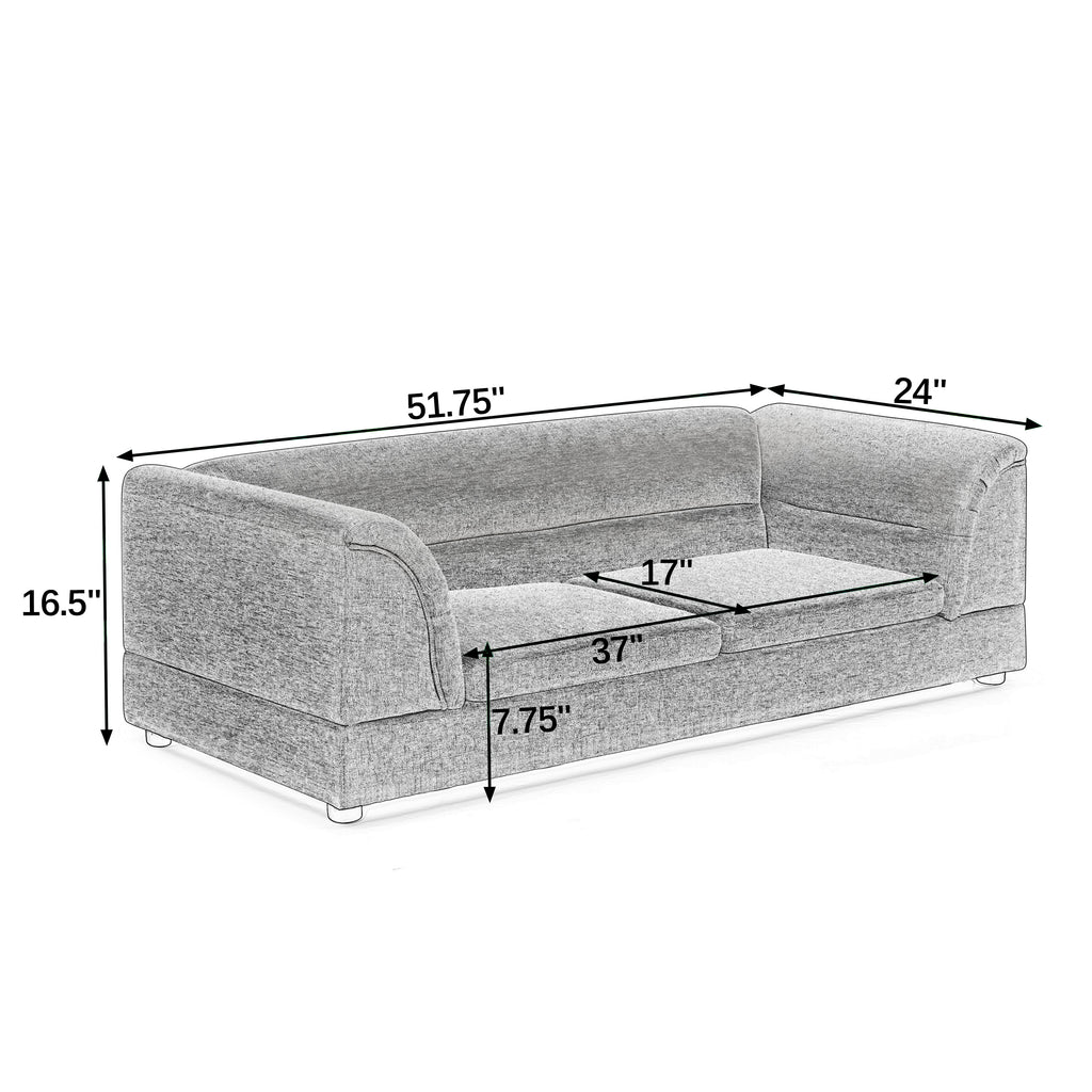 Oversized Pet Sofa, Curved Armrest Rectangular Dog Sofa, Linen Fabric Comfort Pet Couch for Large & Oversized Dogs-Dark Gray