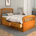 Twin Size Platform Storage Bed Solid Wood Bed with 6 Drawers