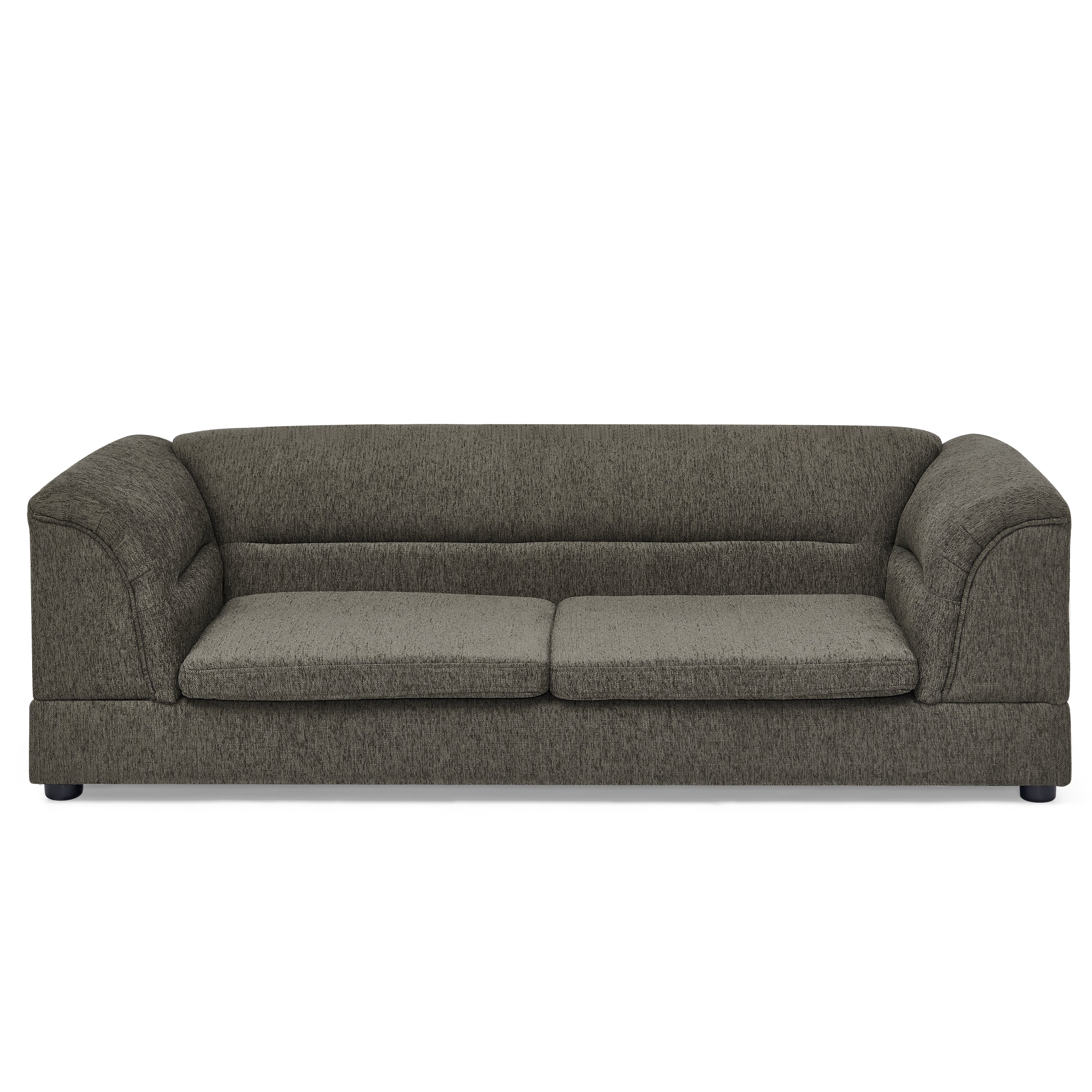Oversized Pet Sofa, Curved Armrest Rectangular Dog Sofa, Linen Fabric Comfort Pet Couch for Large & Oversized Dogs-Dark Gray
