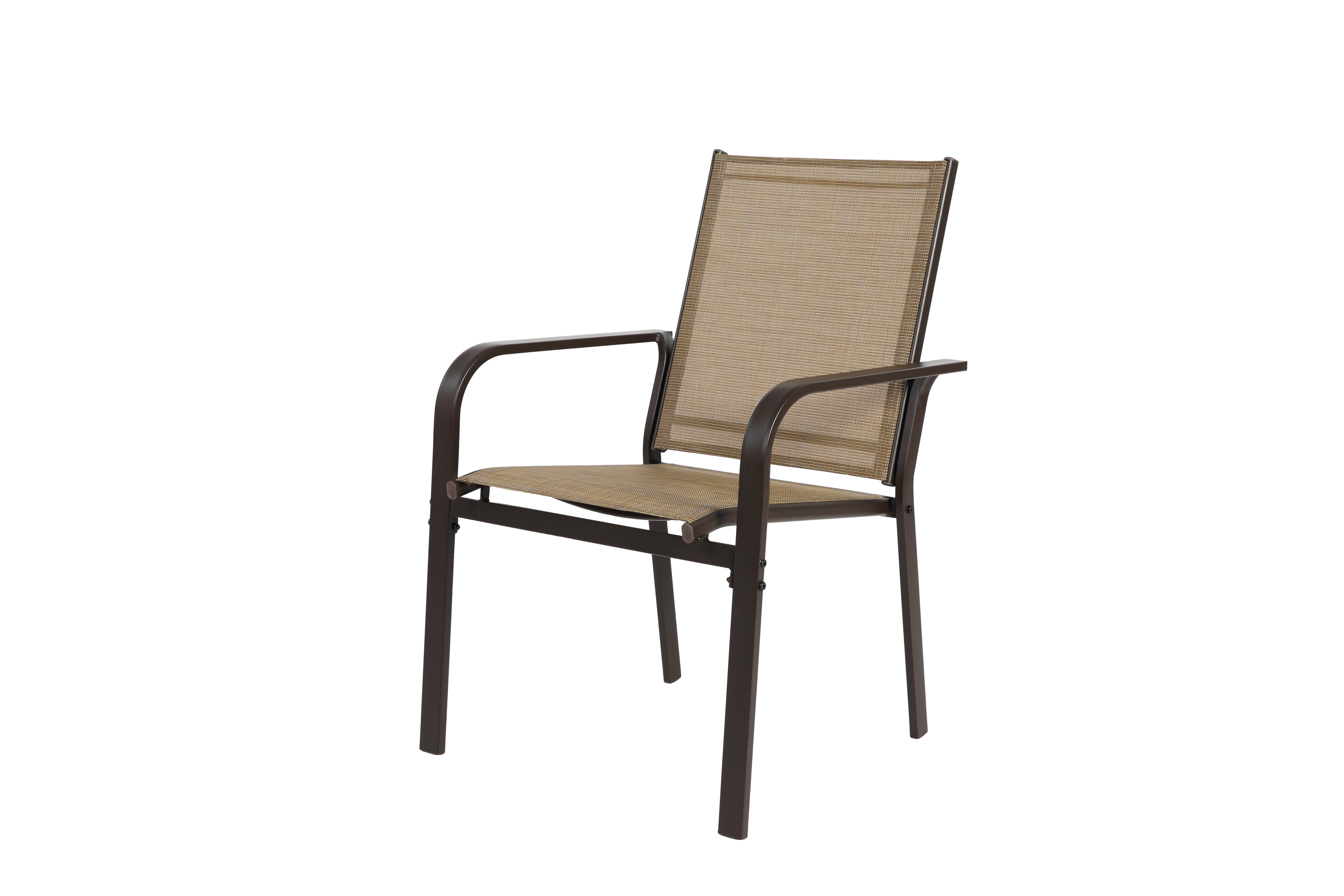 7 Pieces Patio Dining Set, Outdoor Furniture Table and 6 Textilene Chairs, Outdoor Furniture with Rectangular Table and 6 Stackable Chairs Family Conversation Set for Garden Backyard Deck-Brown