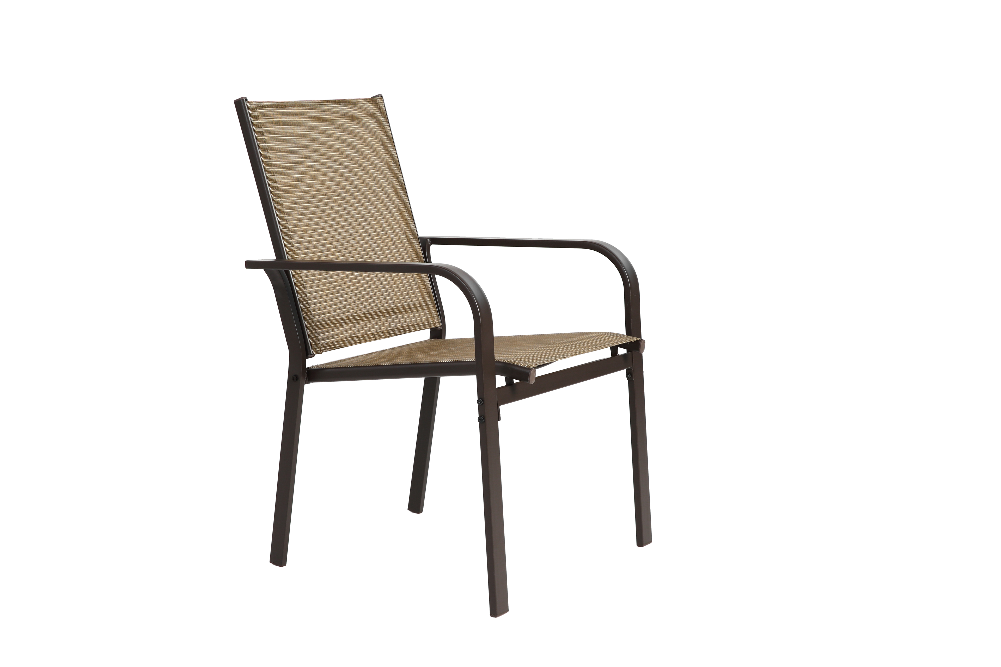7 Pieces Patio Dining Set, Outdoor Furniture Table and 6 Textilene Chairs, Outdoor Furniture with Rectangular Table and 6 Stackable Chairs Family Conversation Set for Garden Backyard Deck-Brown