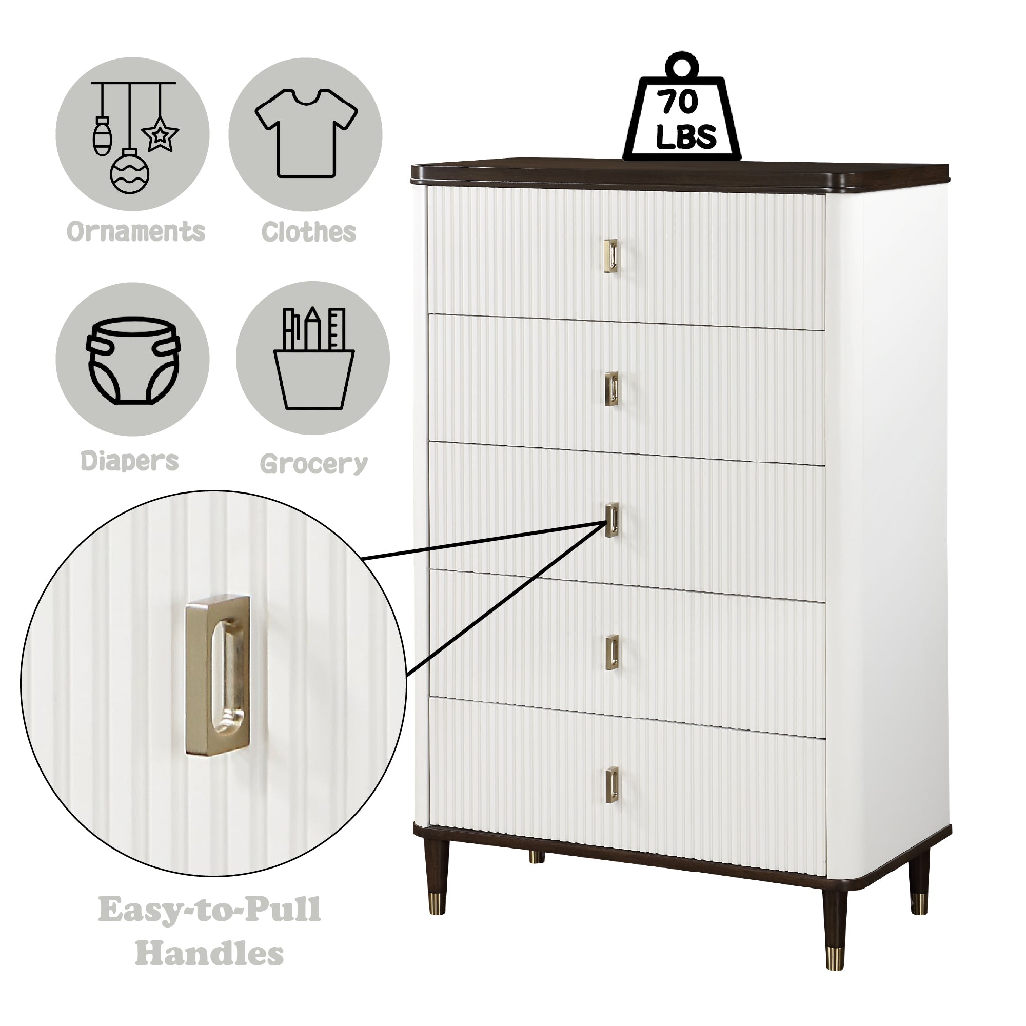 Carena 5Pcs Bedroom Set (E.King, dresser, chest, mirror, nightstand)