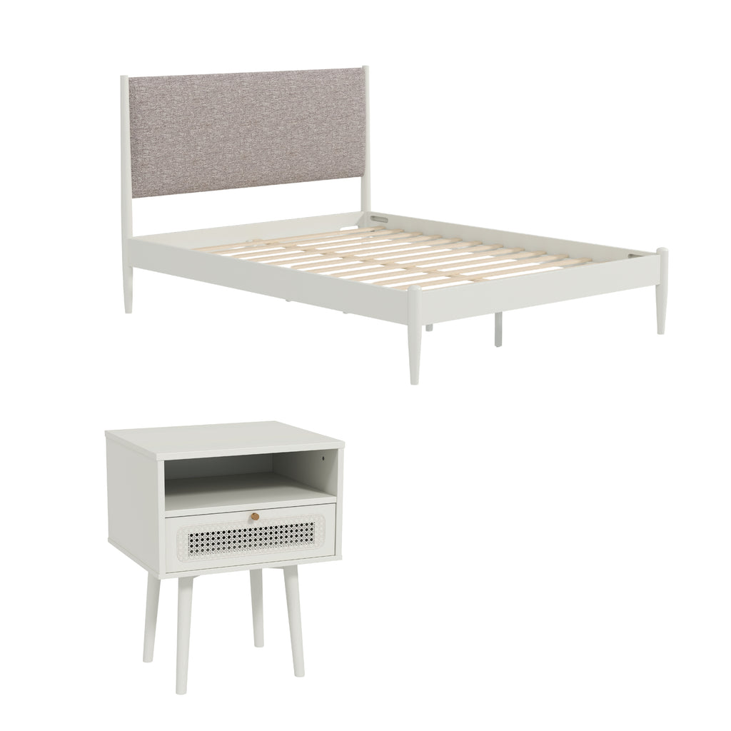 Feeney 2-Piece Bedroom Set, Cream White, Queen