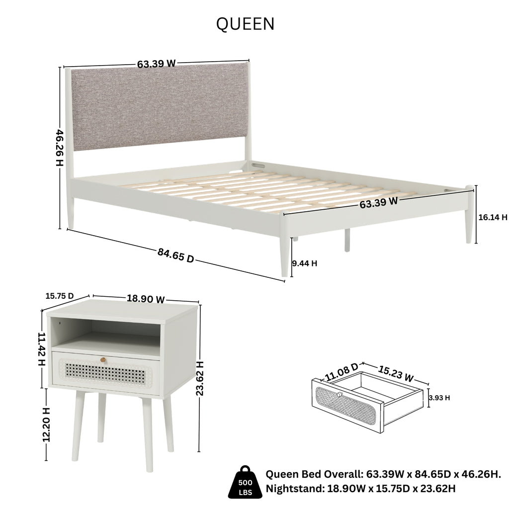 Feeney 2-Piece Bedroom Set, Cream White, Queen