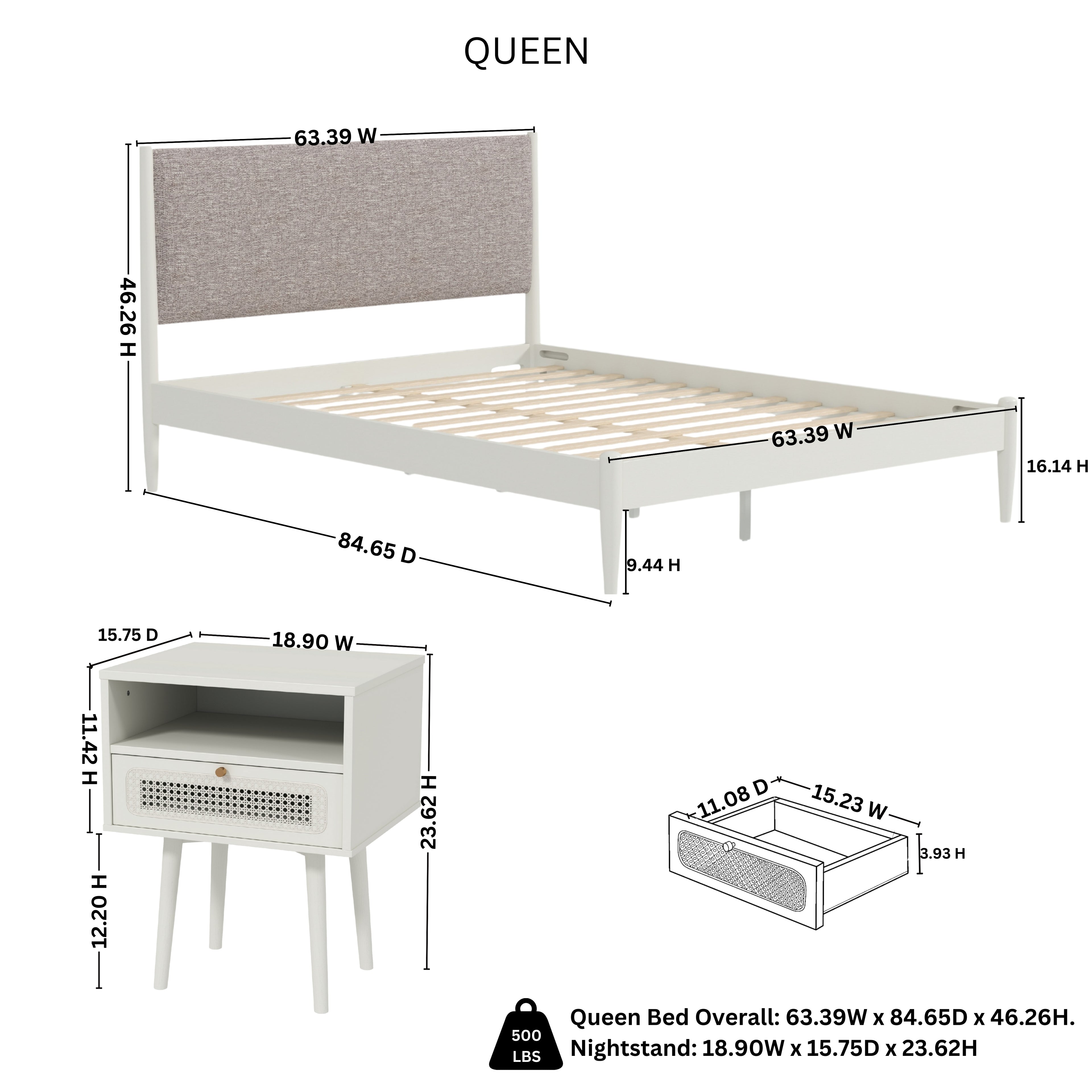 Feeney 2-Piece Bedroom Set, Cream White, Queen