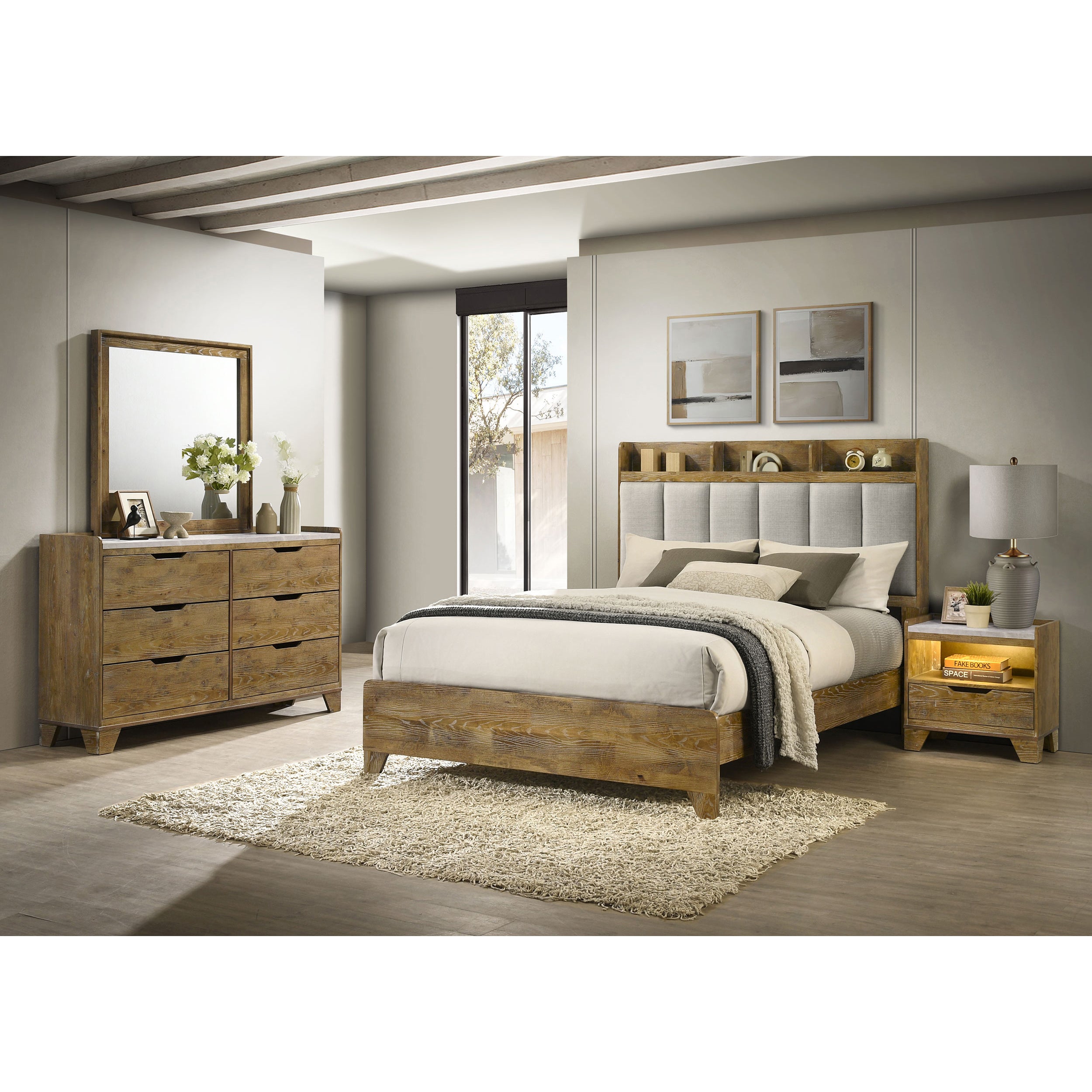 Packard Medium Oak 4-piece Bedroom Set