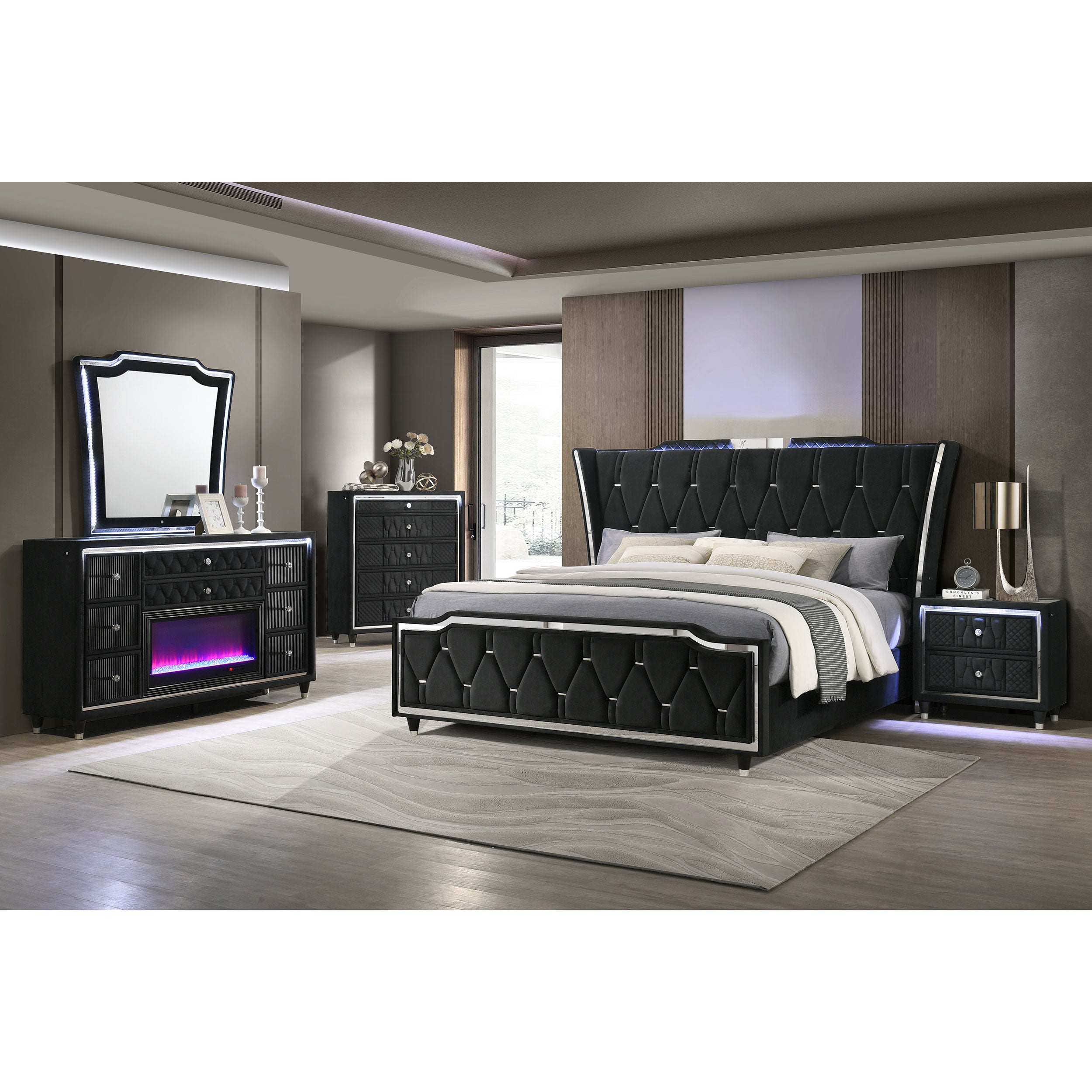 Black 5-piece Eastern King Bedroom Set