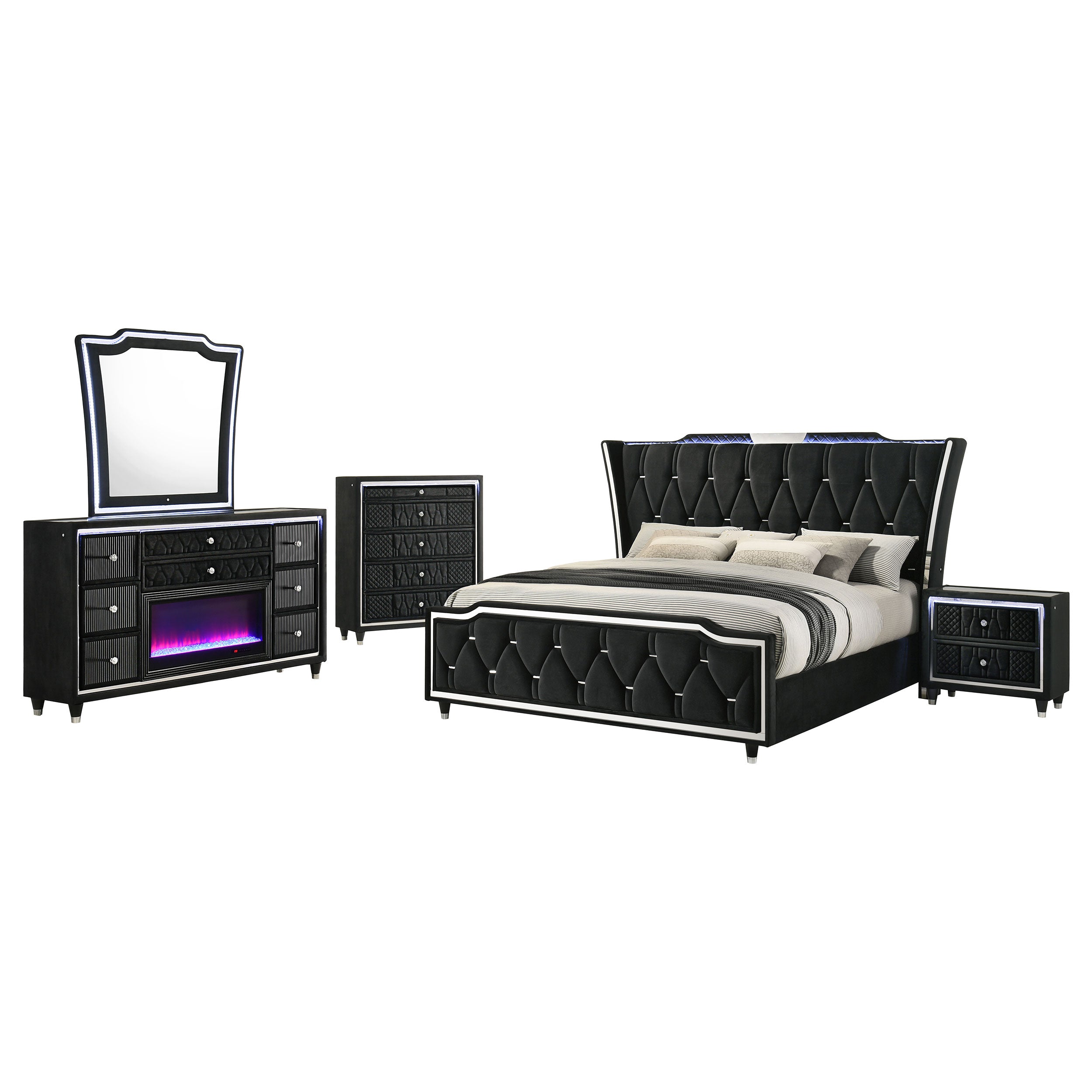 Black 5-piece Eastern King Bedroom Set