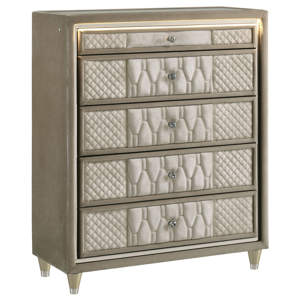 Mika Ivory / Camel 5-piece Eastern King Bedroom Set