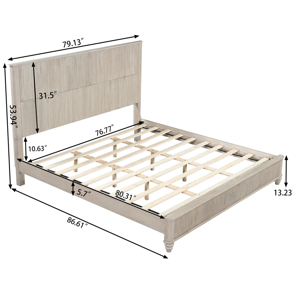 3-Piece Bedroom set with a King Size Bed and 2 Nightstands, Beige