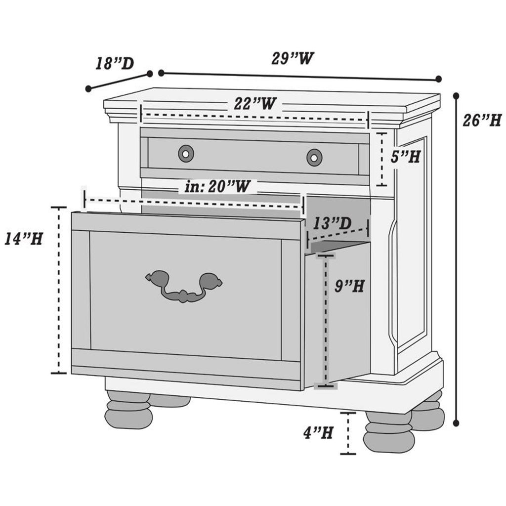Traditional 3pc Bedroom Set Queen Size Bed 2x Nightstands Panel HB Footboard Drawers Antique Cherry Furniture