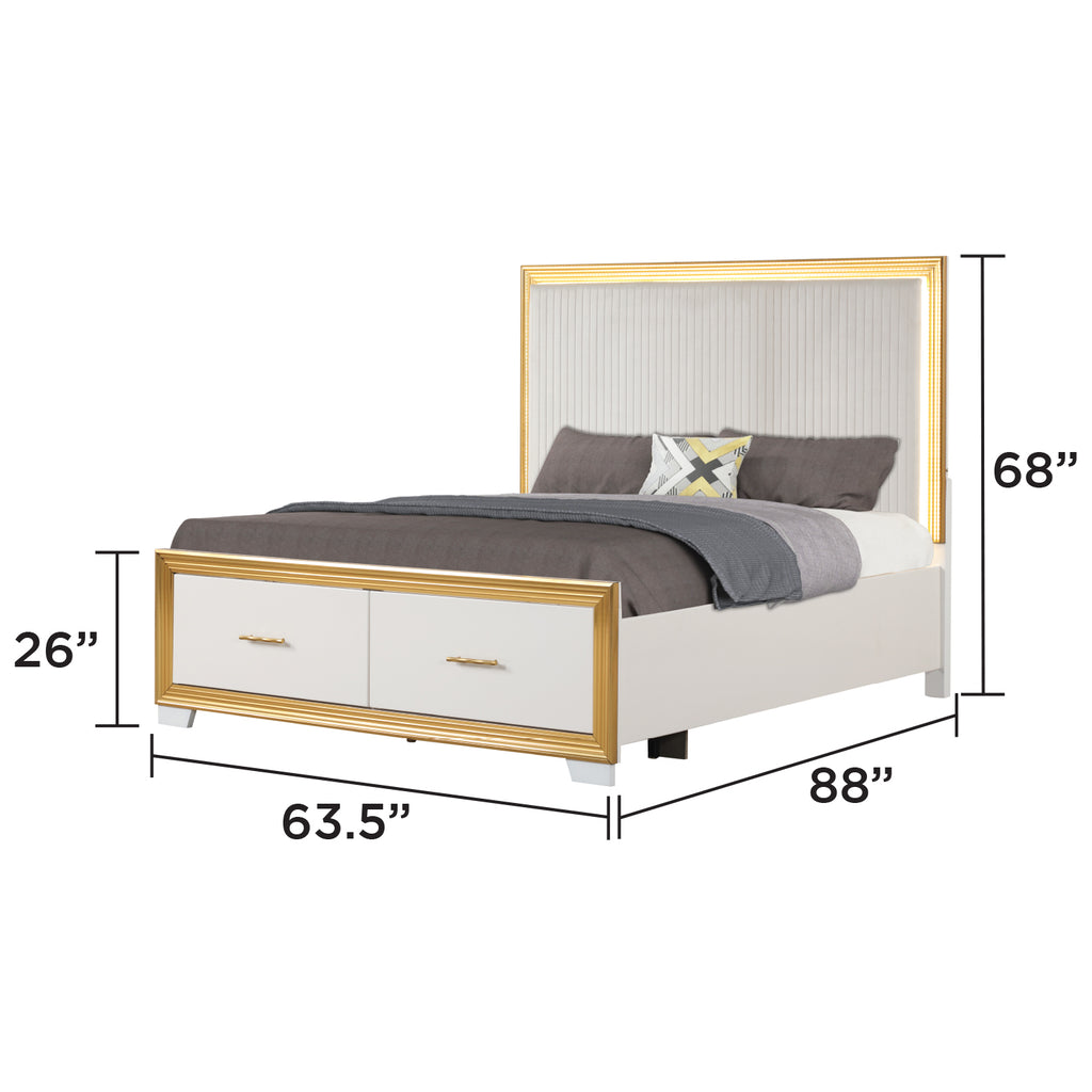 Contemporary Style 5PC Queen Bedroom Set Made with Wood & Gold Finish