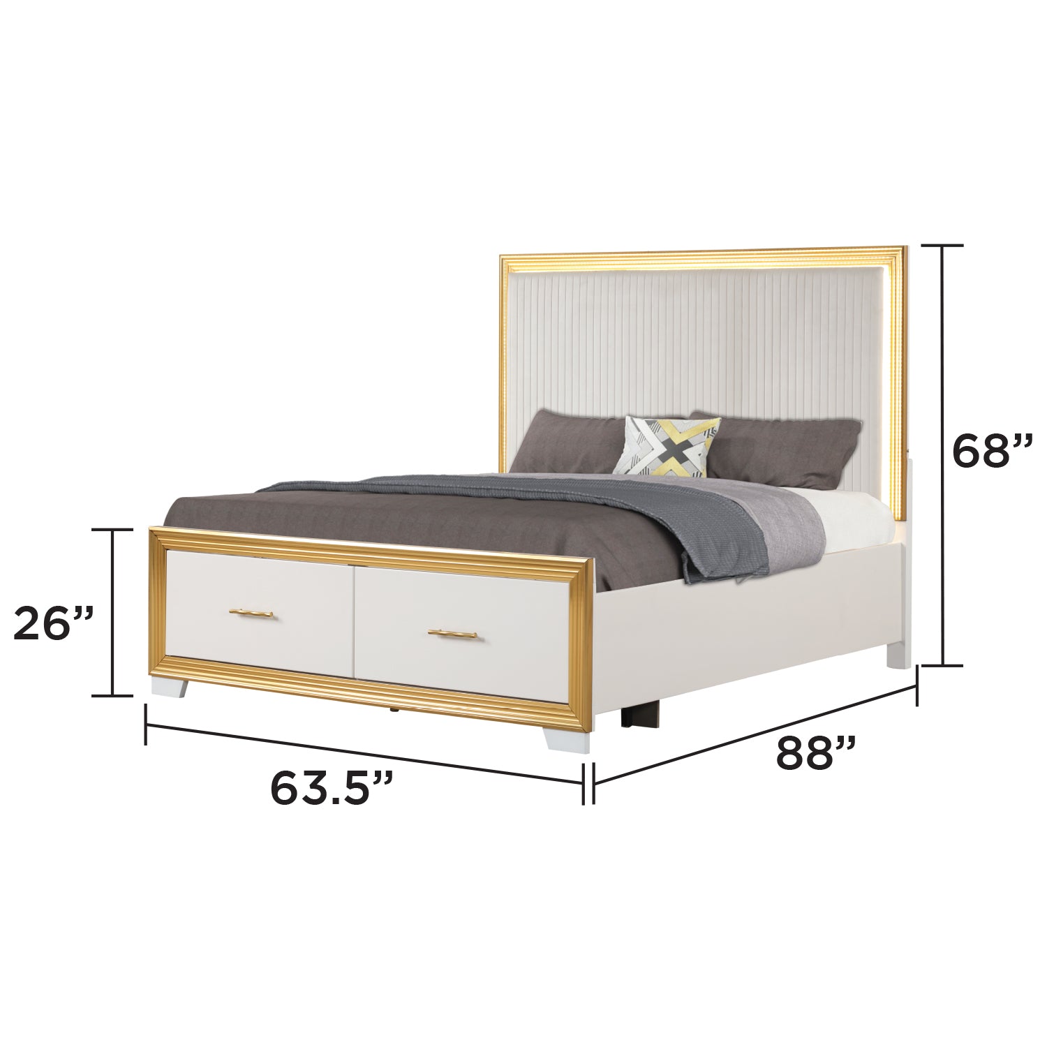 Contemporary Style 5PC Queen Bedroom Set Made with Wood & Gold Finish