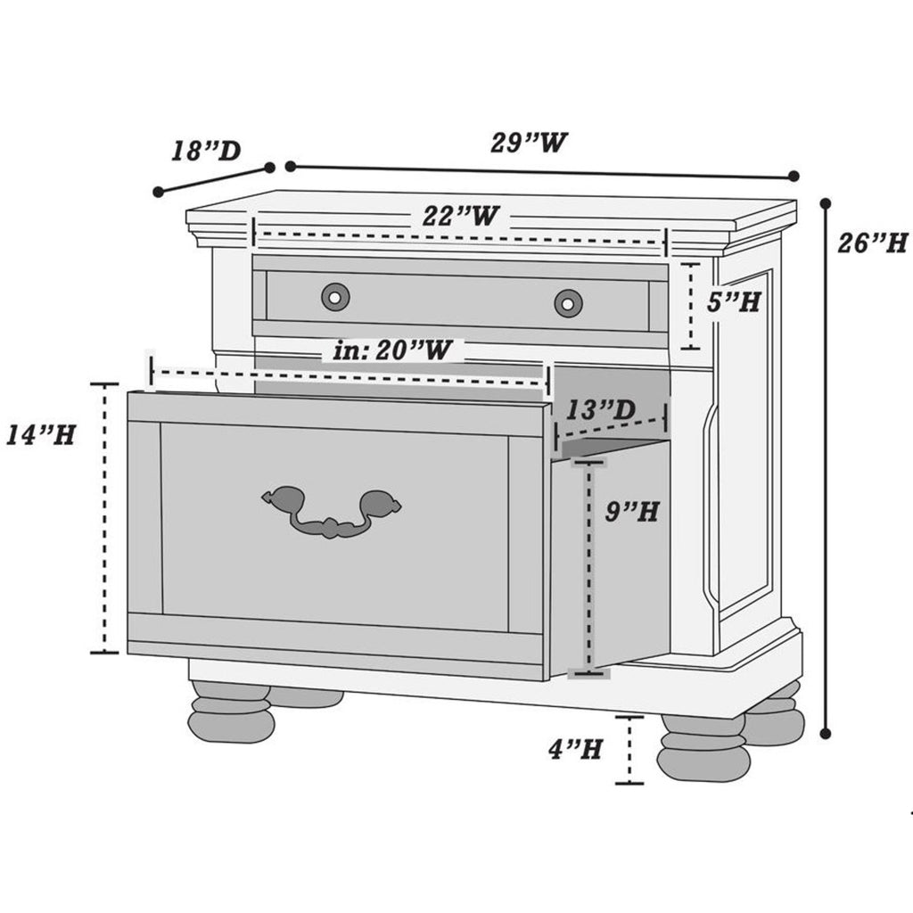 Traditional 3pc Set Queen Size Bed 2x Nightstands Panel Headboard Footboard Antique Cherry Bedroom Furniture