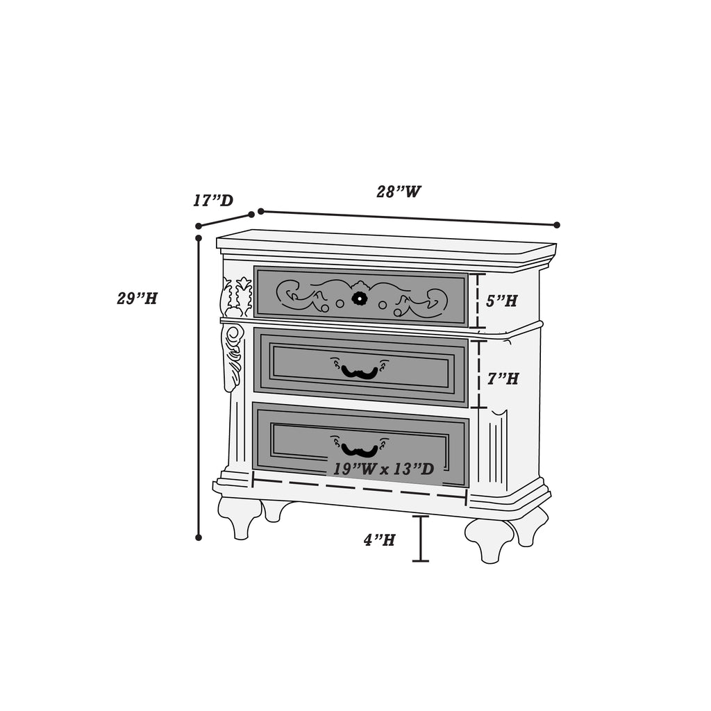 Majestic Formal Queen Size Bed 2x Nightstands Carved Details Antique Cherry 3pc Set Bedroom Furniture
