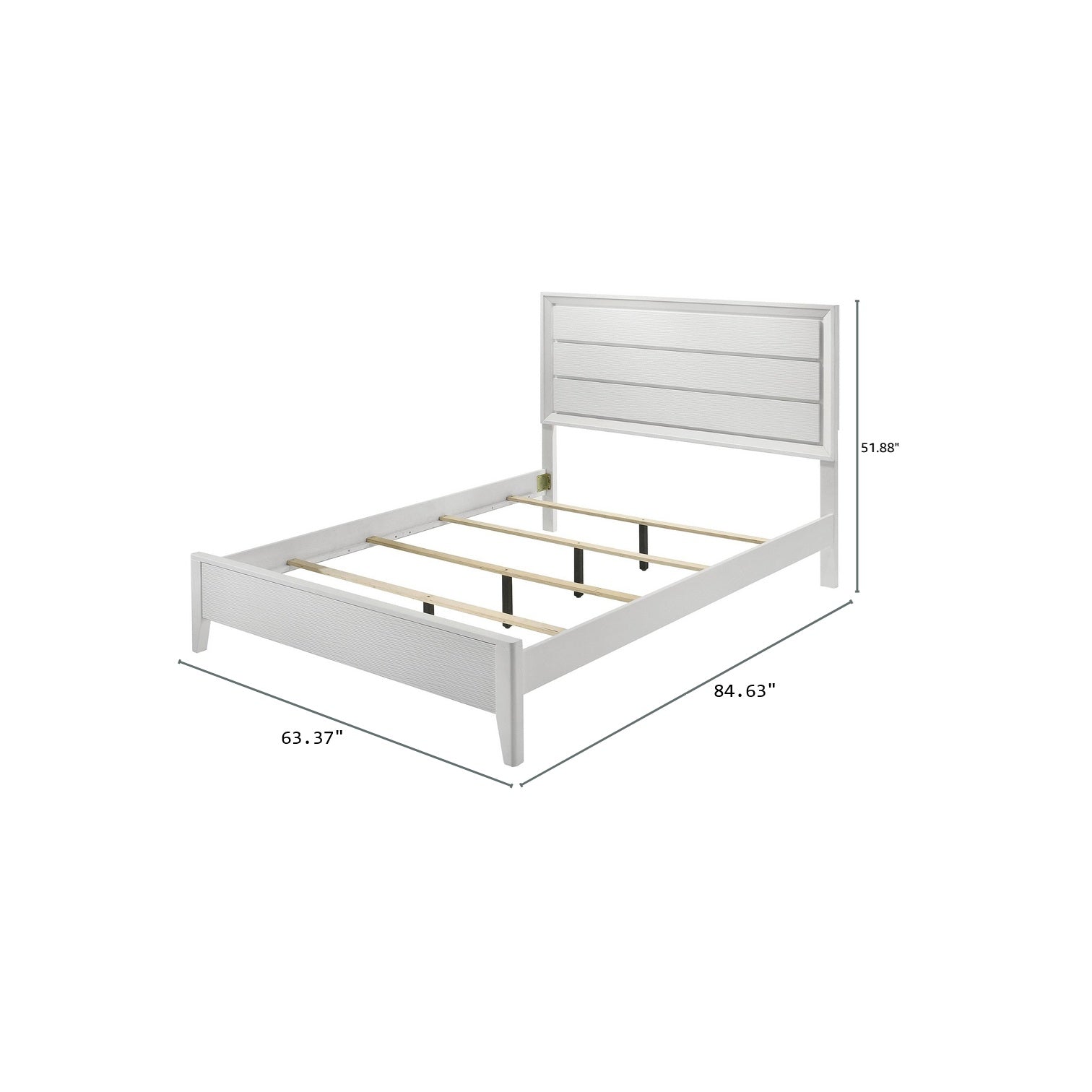 White Queen Size Bed 2x Nightstands Wave Texture Panel HB Bedroom Furniture Contemporary 3pc Set