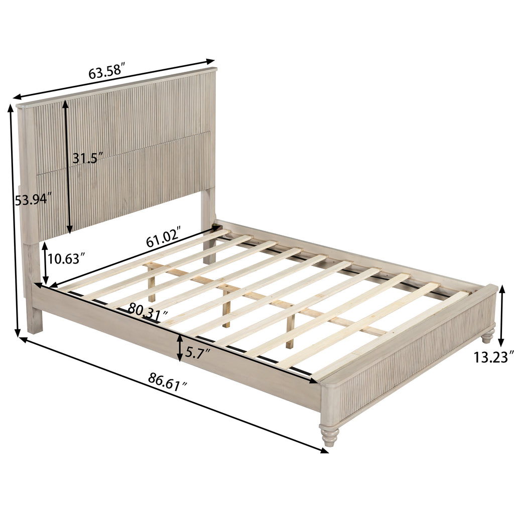 3-Piece Bedroom set with a Queen Size Bed and 2 Nightstands, Beige