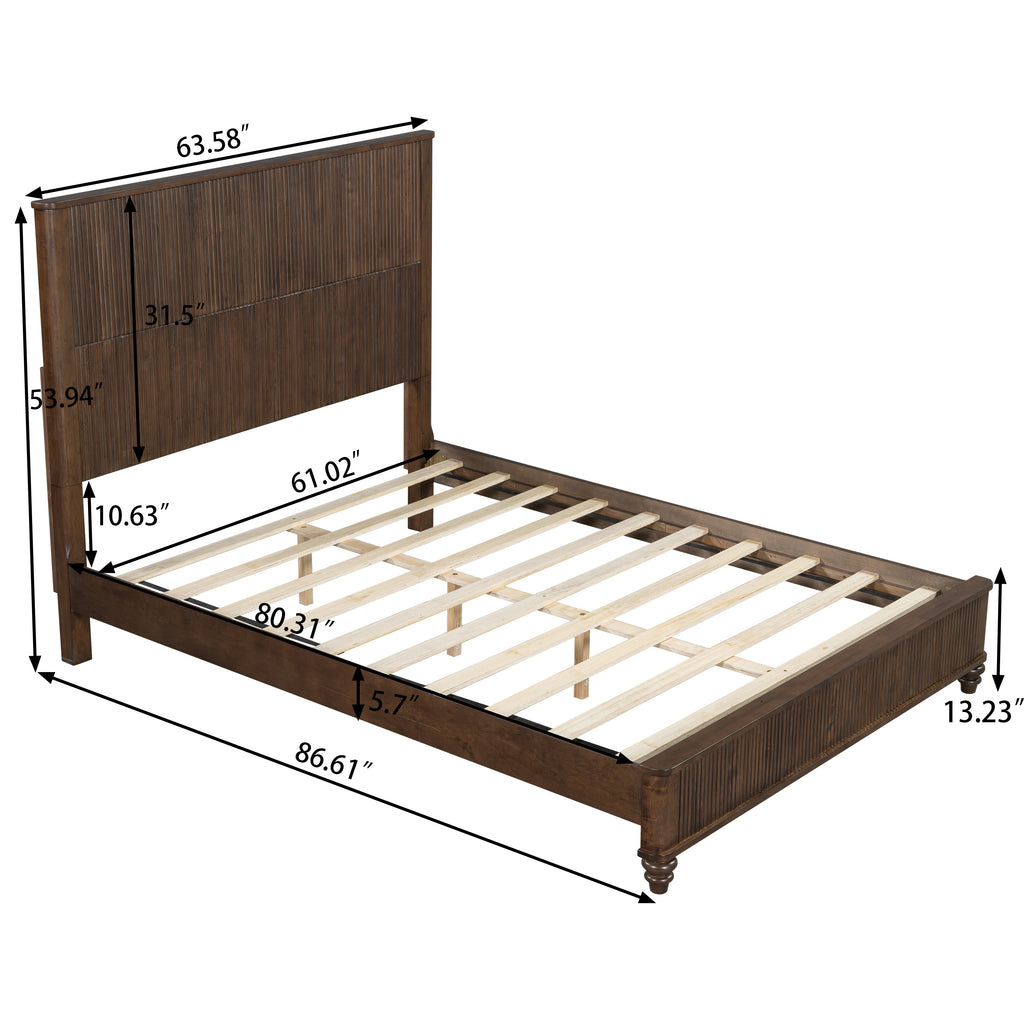 3-Piece Bedroom set with a Queen Size Bed and 2 Nightstands,Walnut Brown