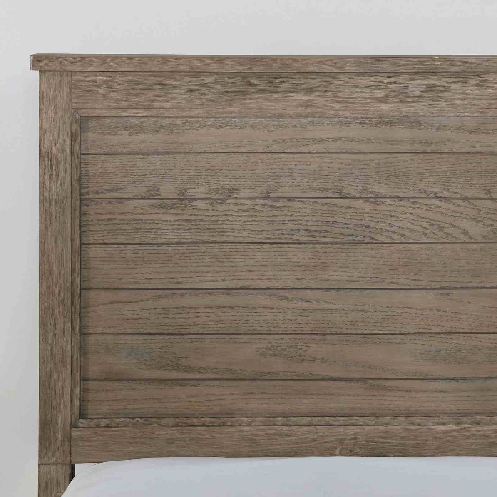 Transitional Full Size Bed w Trundle 2x Nightstands Warm Gray Bedroom Furniture Wood Grain Texture 3pc Set