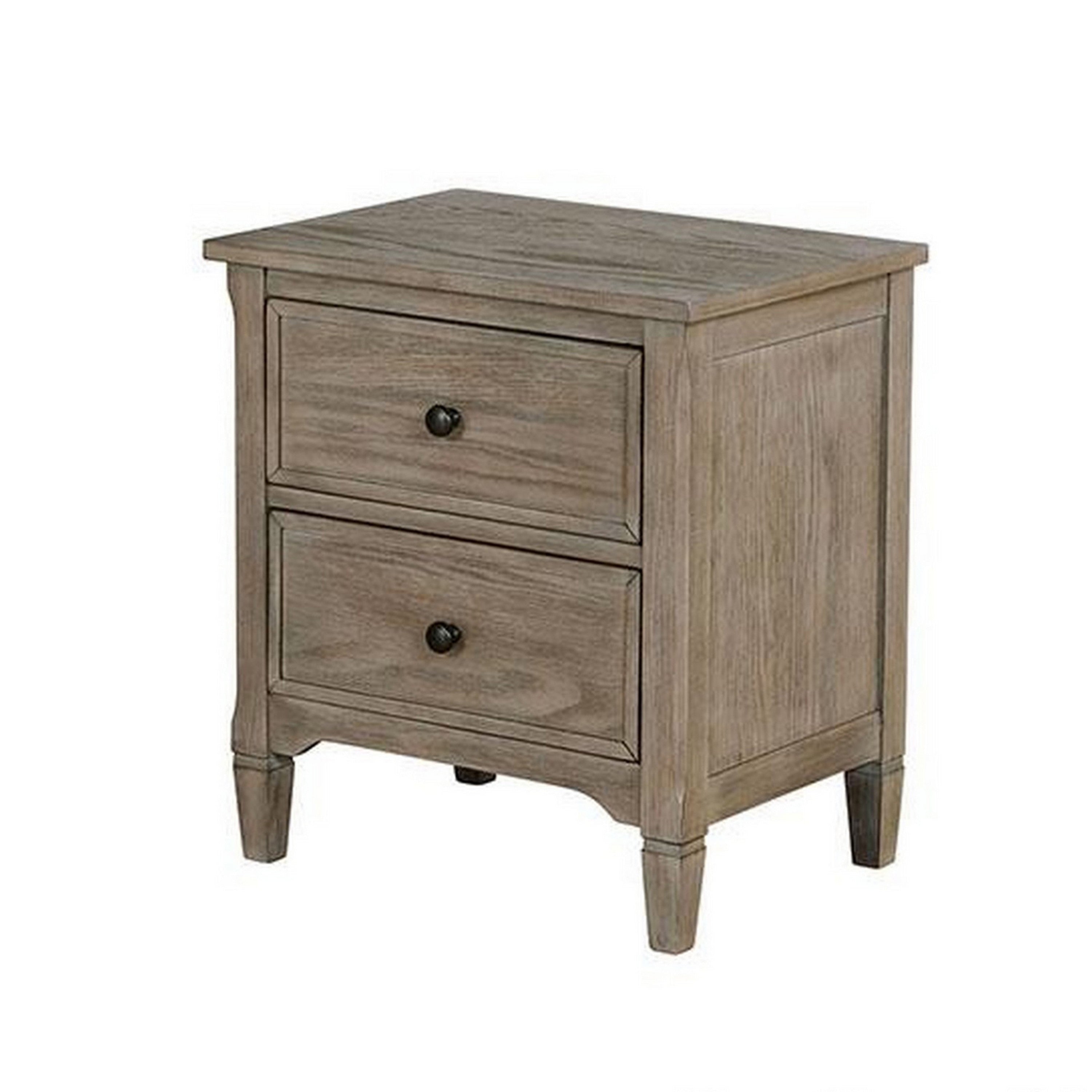 Transitional Full Size Bed w Trundle 2x Nightstands Warm Gray Bedroom Furniture Wood Grain Texture 3pc Set