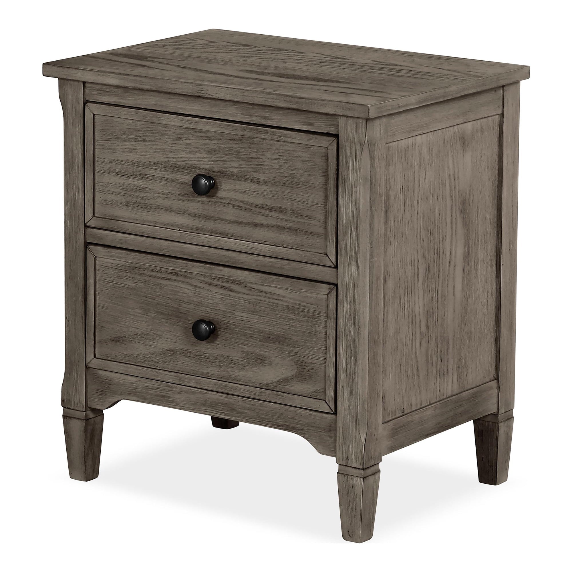 Transitional Twin Size Bed w Trundle 2x Nightstands Warm Gray Bedroom Furniture Wood Grain Texture 3pc Set