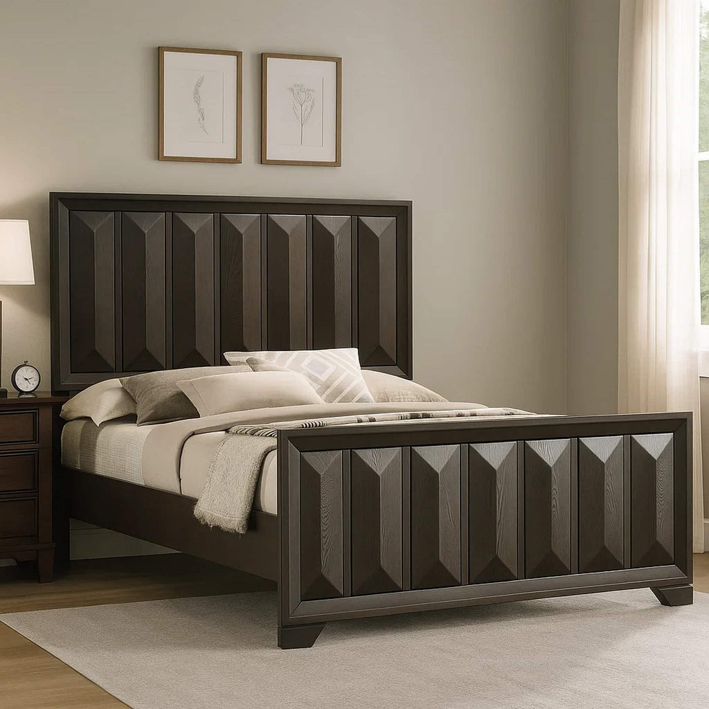 Beautiful Espresso Finish 3pc Bedroom Set Panel HB FB King Size Bed 2x Nightstands Furniture Wooden
