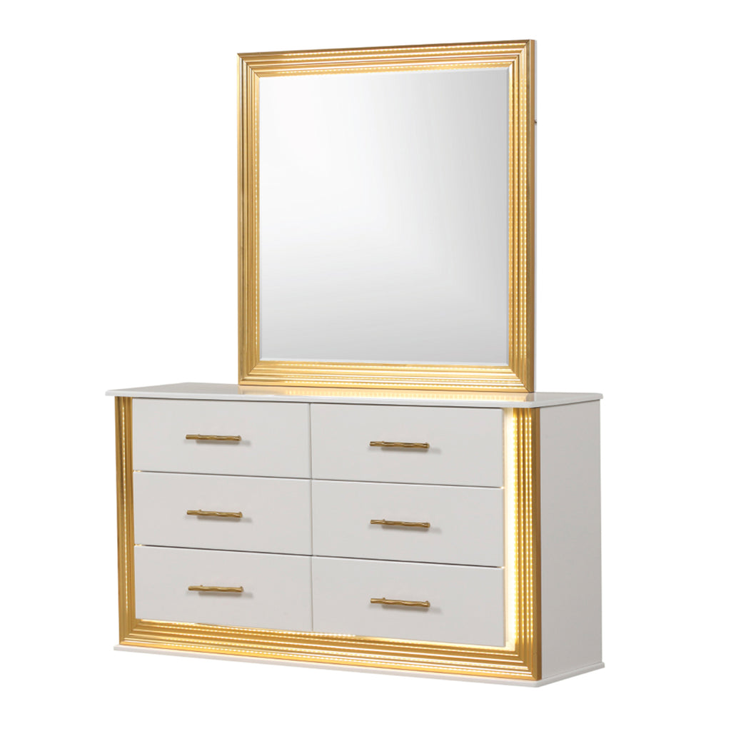 Contemporary Style 5PC Queen Bedroom Set Made with Wood & Gold Finish
