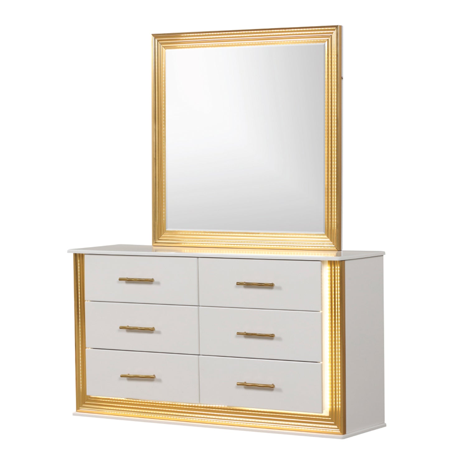 Contemporary Style 5PC Queen Bedroom Set Made with Wood & Gold Finish