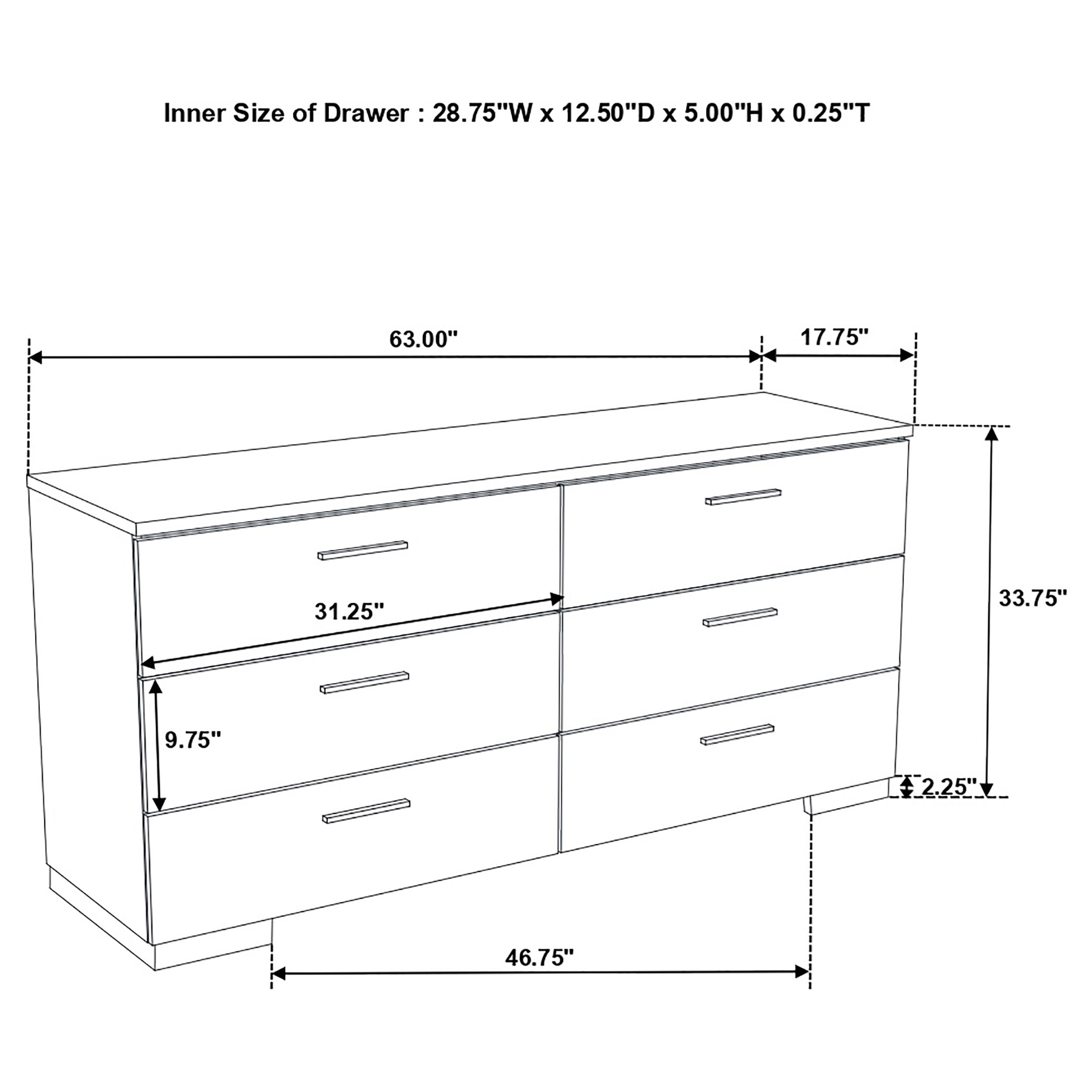 Dulcey White High Gloss 5-piece Full Bedroom Set