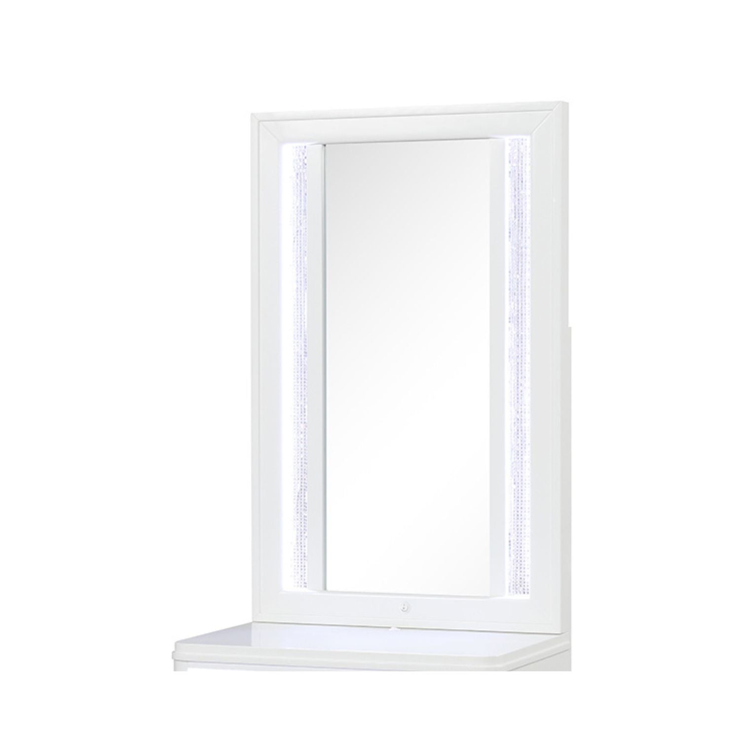 Abigale Queen 4Pc Bedroom Set with Mirror Top Nightstand made with wood, Footboard Drawers in White