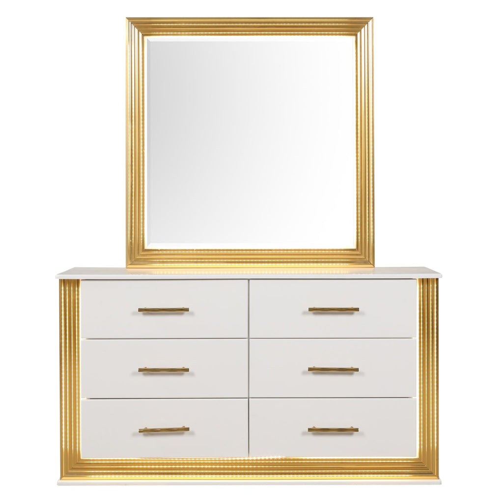 Contemporary Style 5PC Queen Bedroom Set Made with Wood & Gold Finish