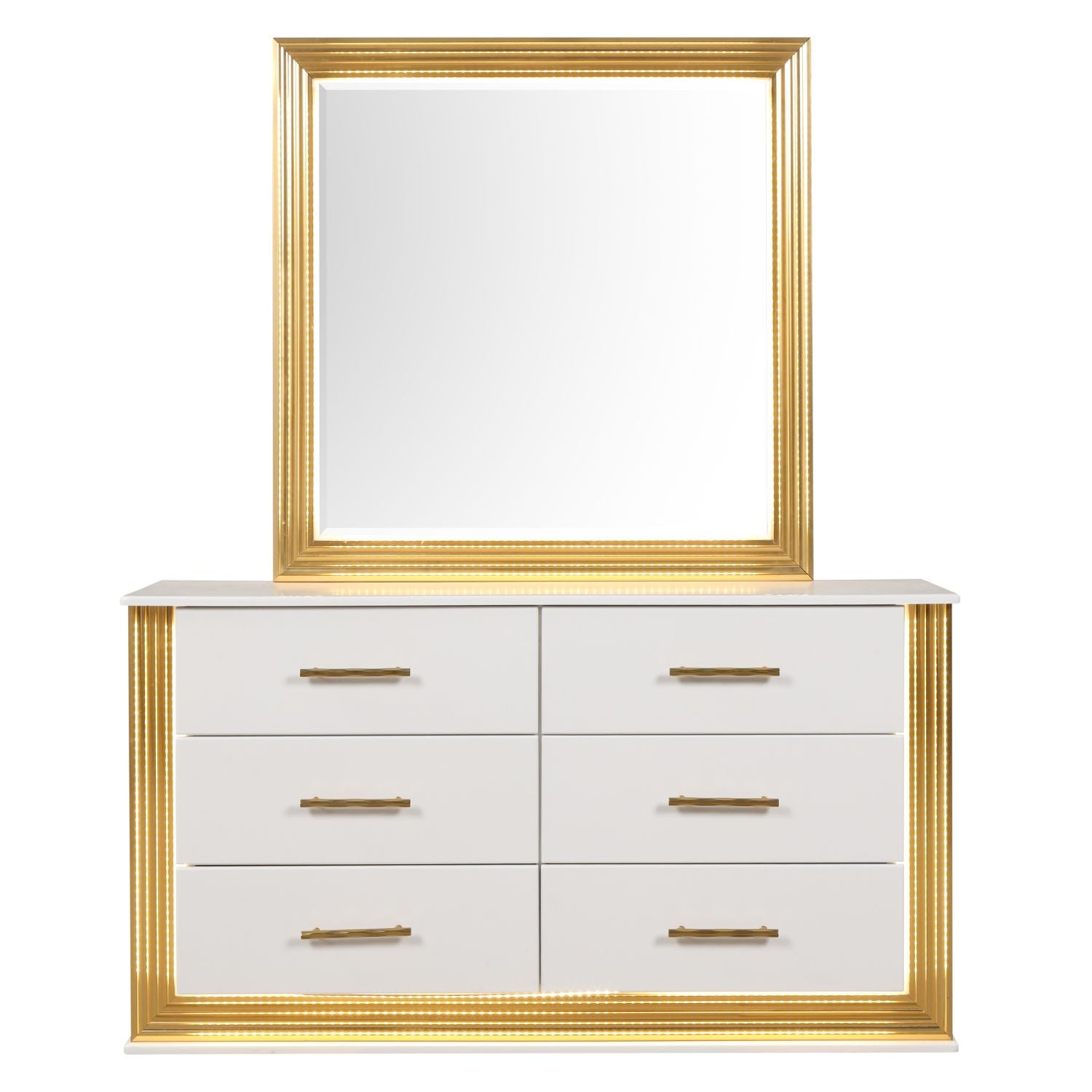 Contemporary Style 5PC Queen Bedroom Set Made with Wood & Gold Finish