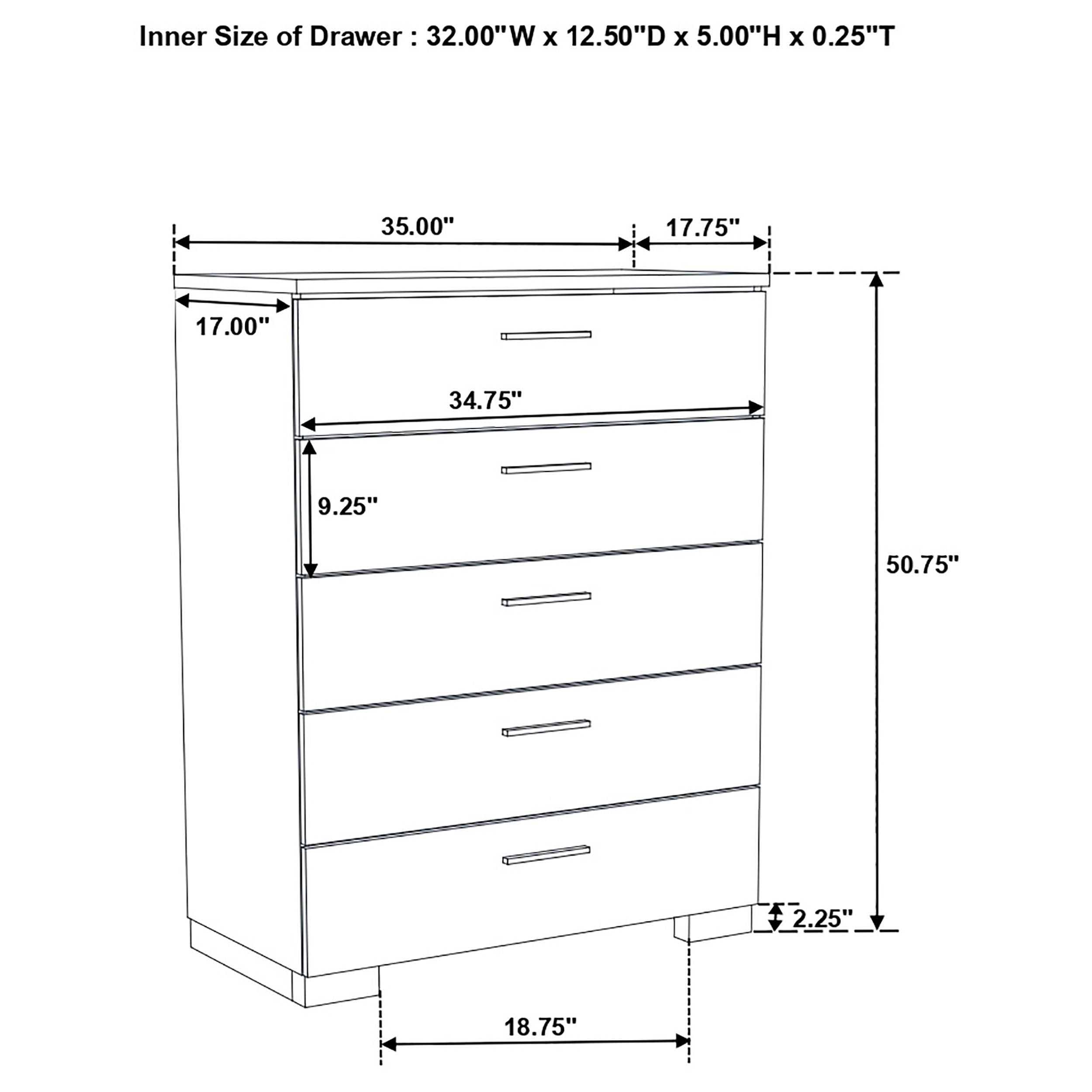 Dulcey White High Gloss 5-piece Full Bedroom Set