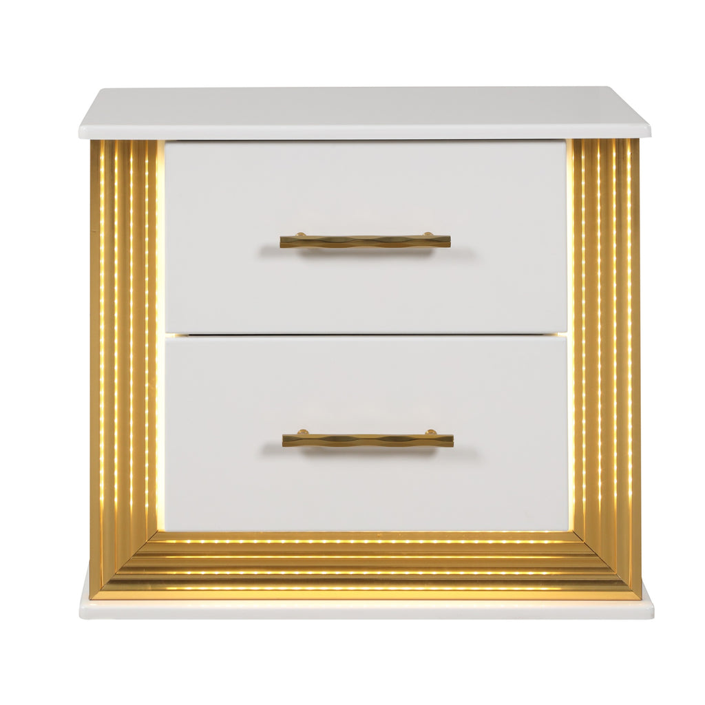 Contemporary Style 5PC Queen Bedroom Set Made with Wood & Gold Finish